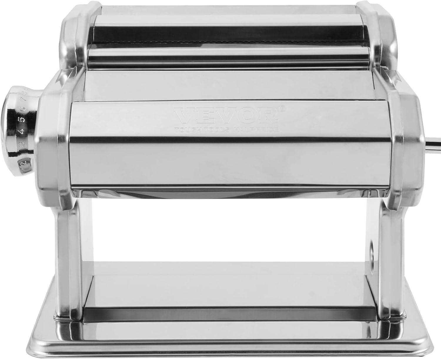 VEVOR Stainless Steel Manual Pasta Maker with Adjustable Thickness