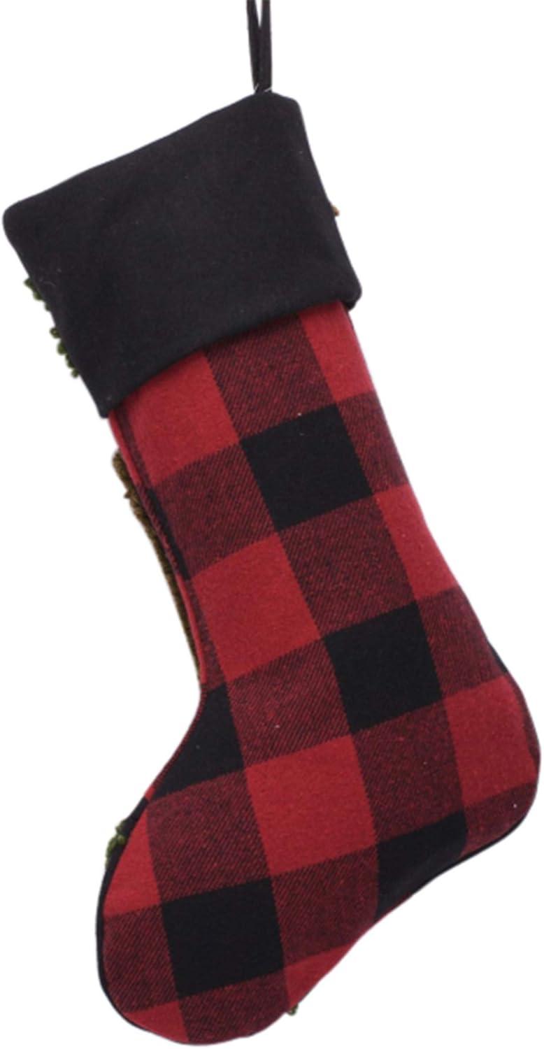 Red and Black Plaid Faux Fur Christmas Stocking