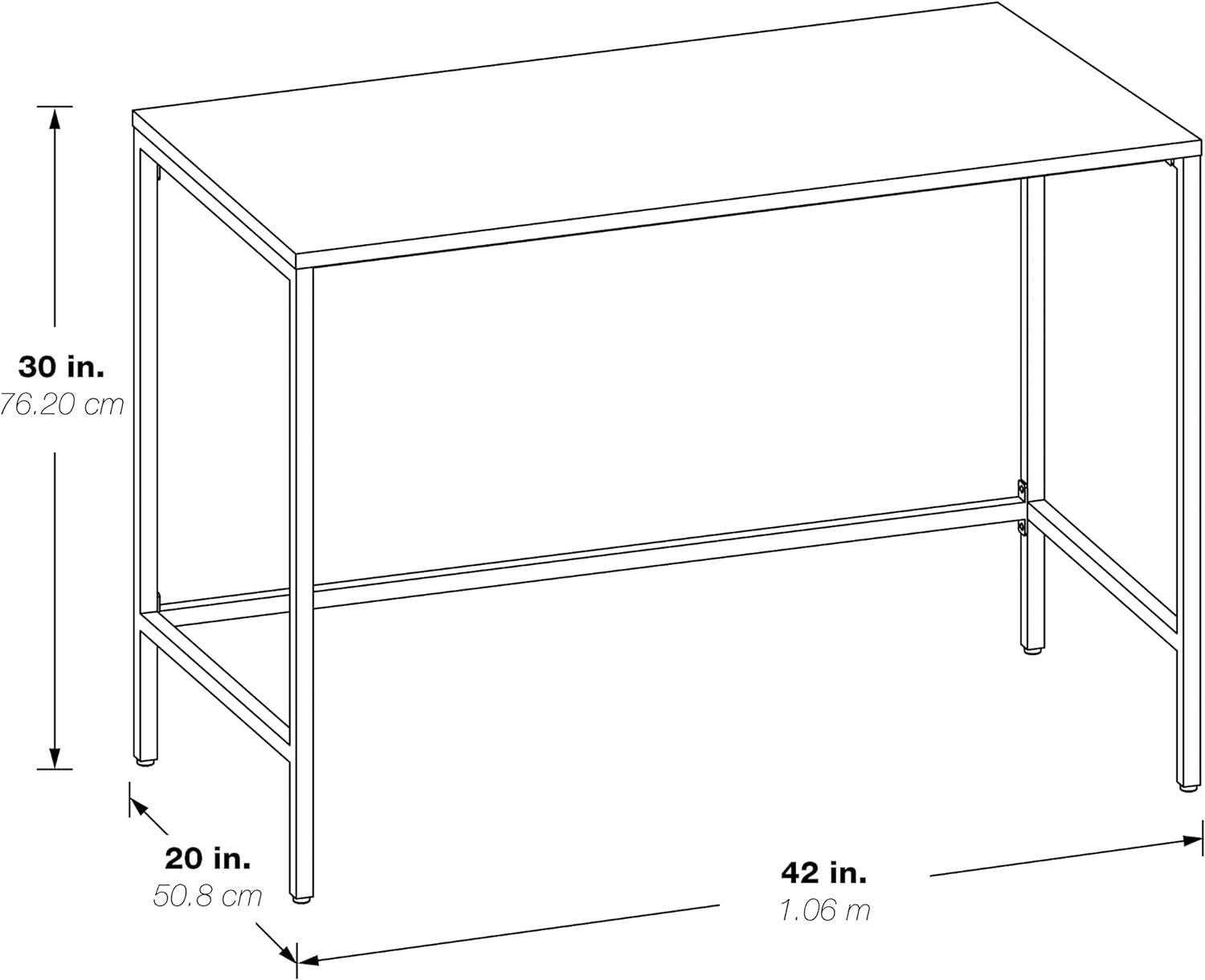 Contempo White Oak 41.7" Home Office Desk with Steel Legs and Drawer