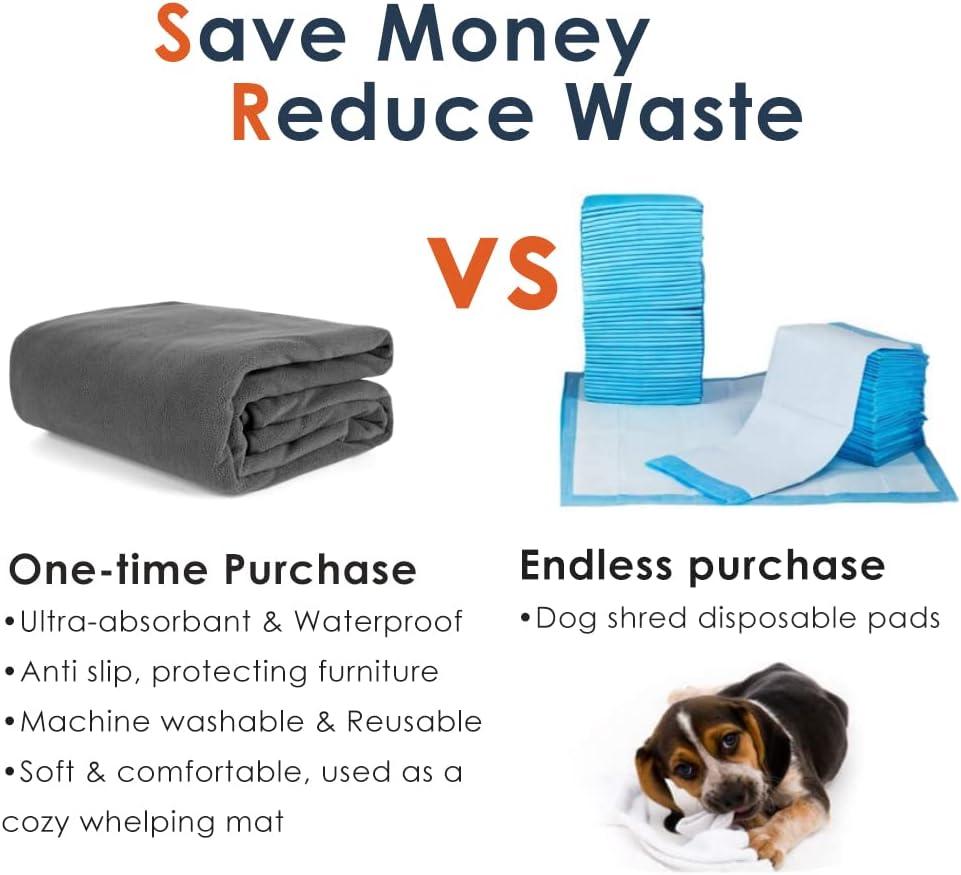 Washable Dog Pee Pad Extra Large 72"x72"/65"x48" Reusable Whelping Pads, Waterproof Dog Mat Non-Slip Puppy Potty Training Pad Playpen Mat for Dogs, Guinea Pigs, Rabbits