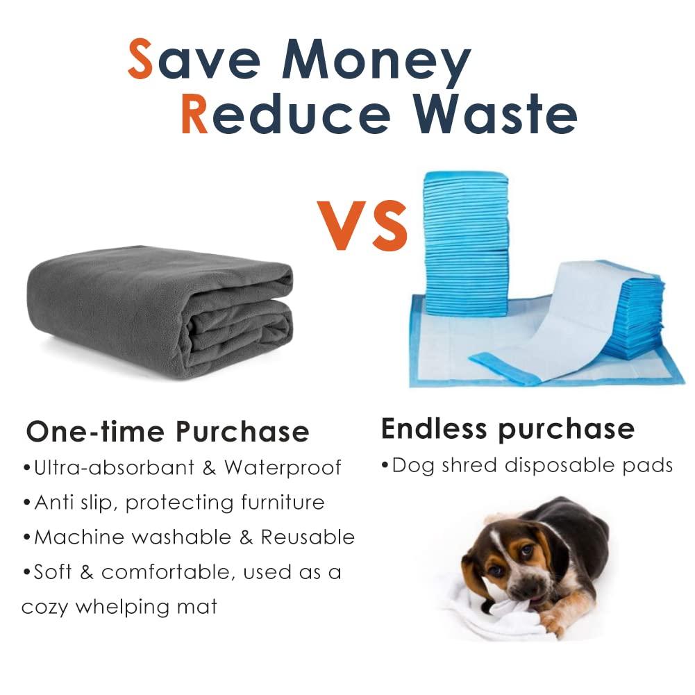 Washable Dog Pee Pad Extra Large 72"x72"/65"x48" Reusable Whelping Pads, Waterproof Dog Mat Non-Slip Puppy Potty Training Pad Playpen Mat for Dogs, Guinea Pigs, Rabbits