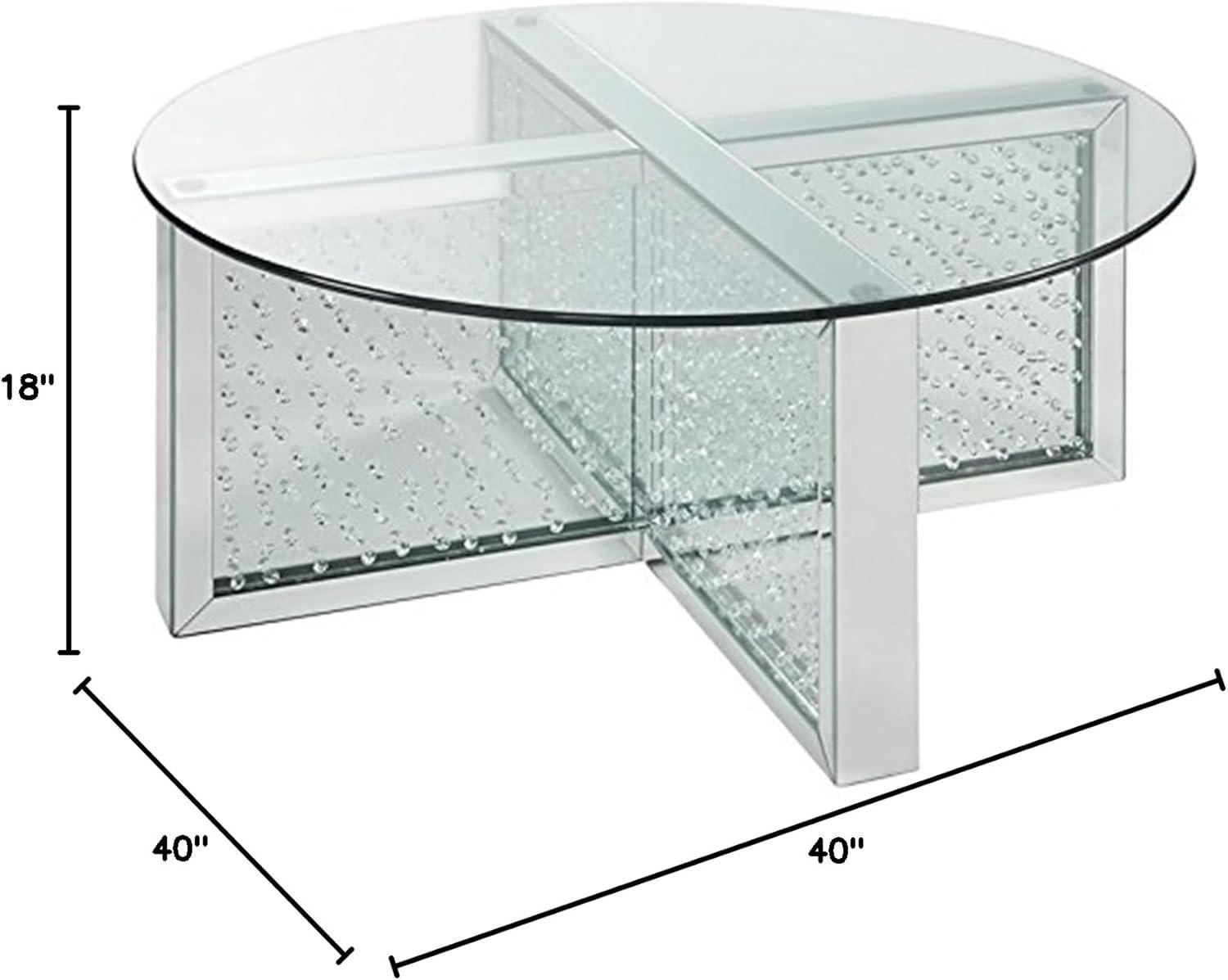 ACME 80215 Nysa Coffee Table - Mirrored & Faux Crystals