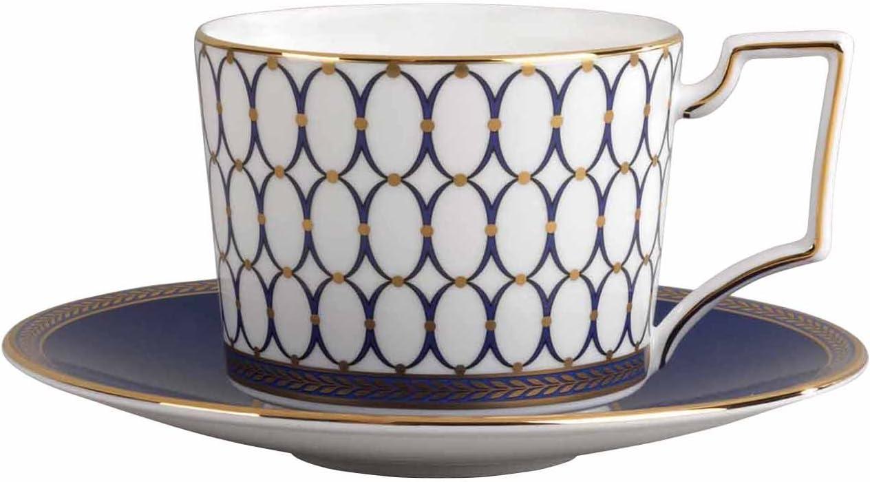 Blue and Gold Fine Bone China Teacup and Saucer Set