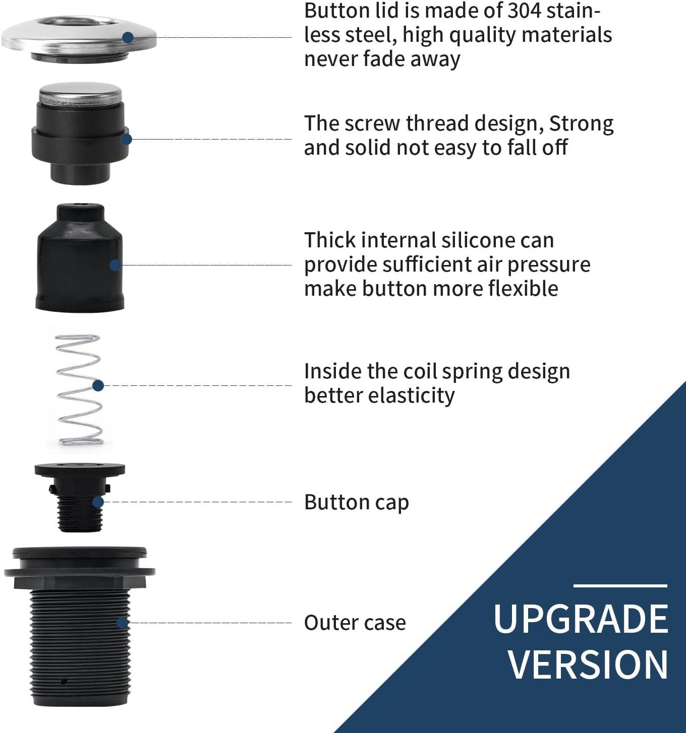 Garbage Disposal Air Switch Kit Sink Top Waste Disposal Long Stainless Steel On/Off Air Button Food and Waste Disposals Part by Etoolcity