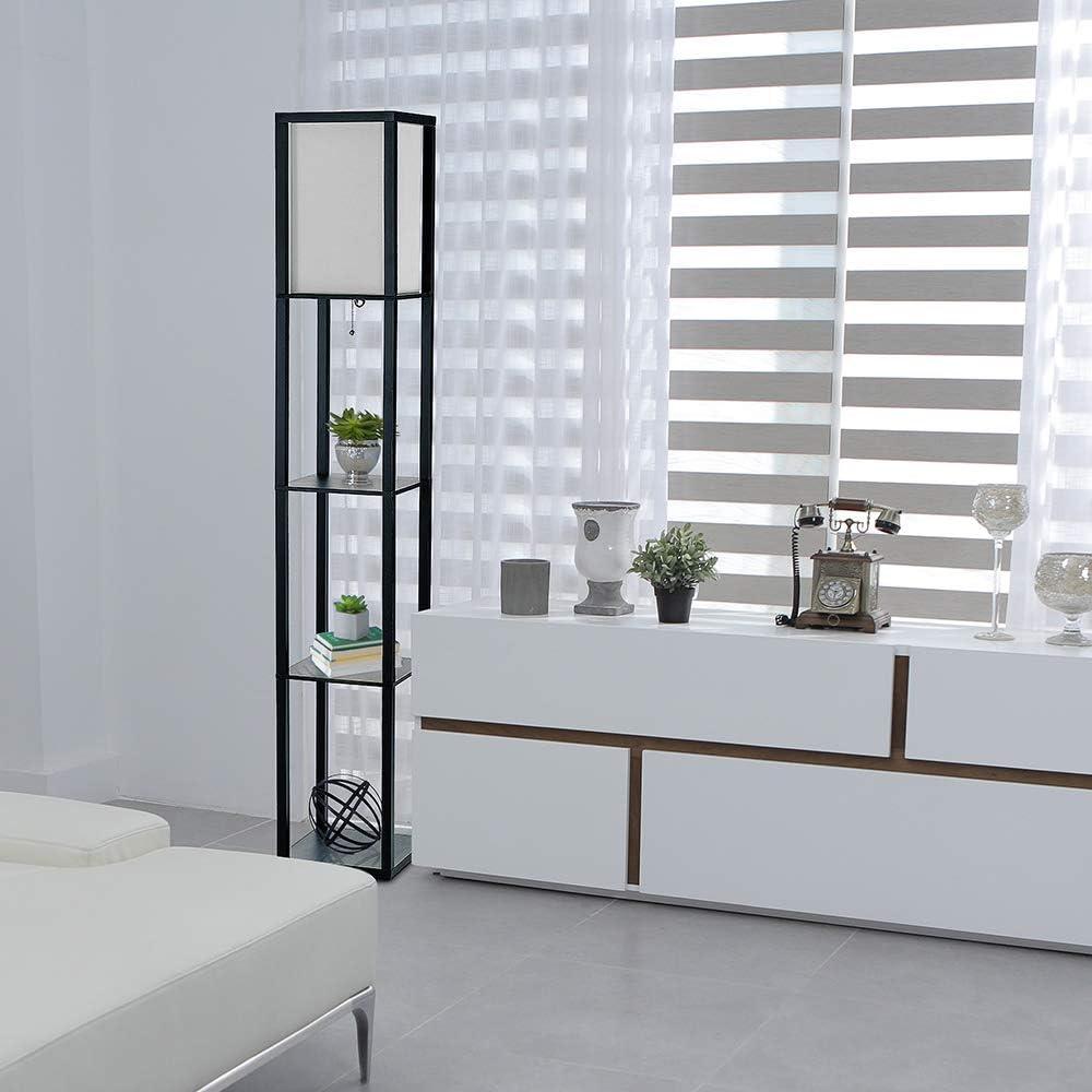 Simple Designs 62.5" Three Shelf Etagere Organizer Storage Floor Lamp