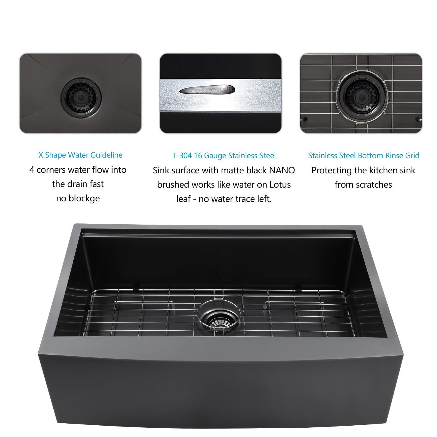 30" L x 22" W Workstation Farm Kitchen Sink Stainless Steel Single Bowl Apron Front Kitchen Sink