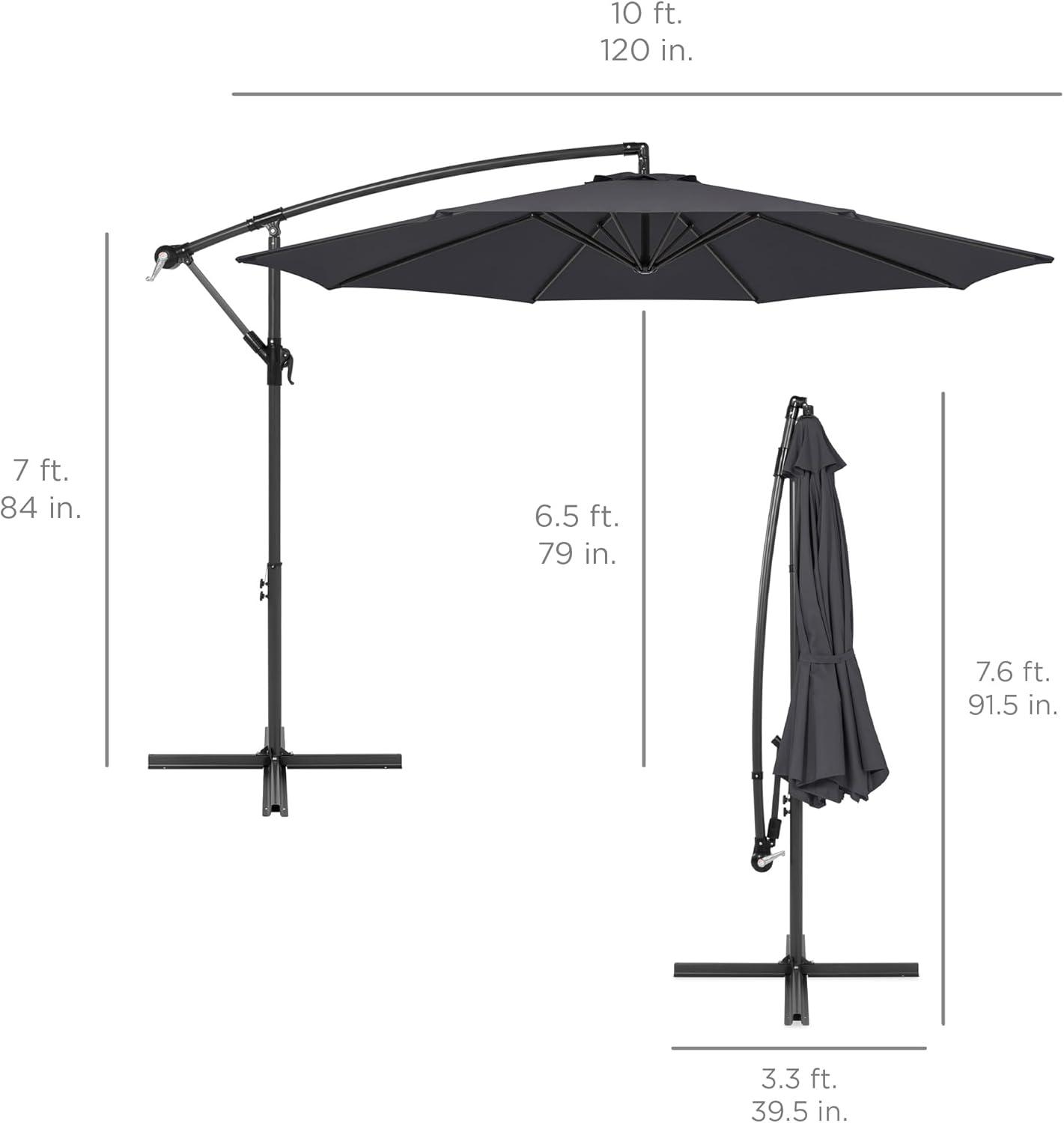 Best Choice Products 10ft Offset Hanging Outdoor Market Patio Umbrella w/ Easy Tilt Adjustment - Gray