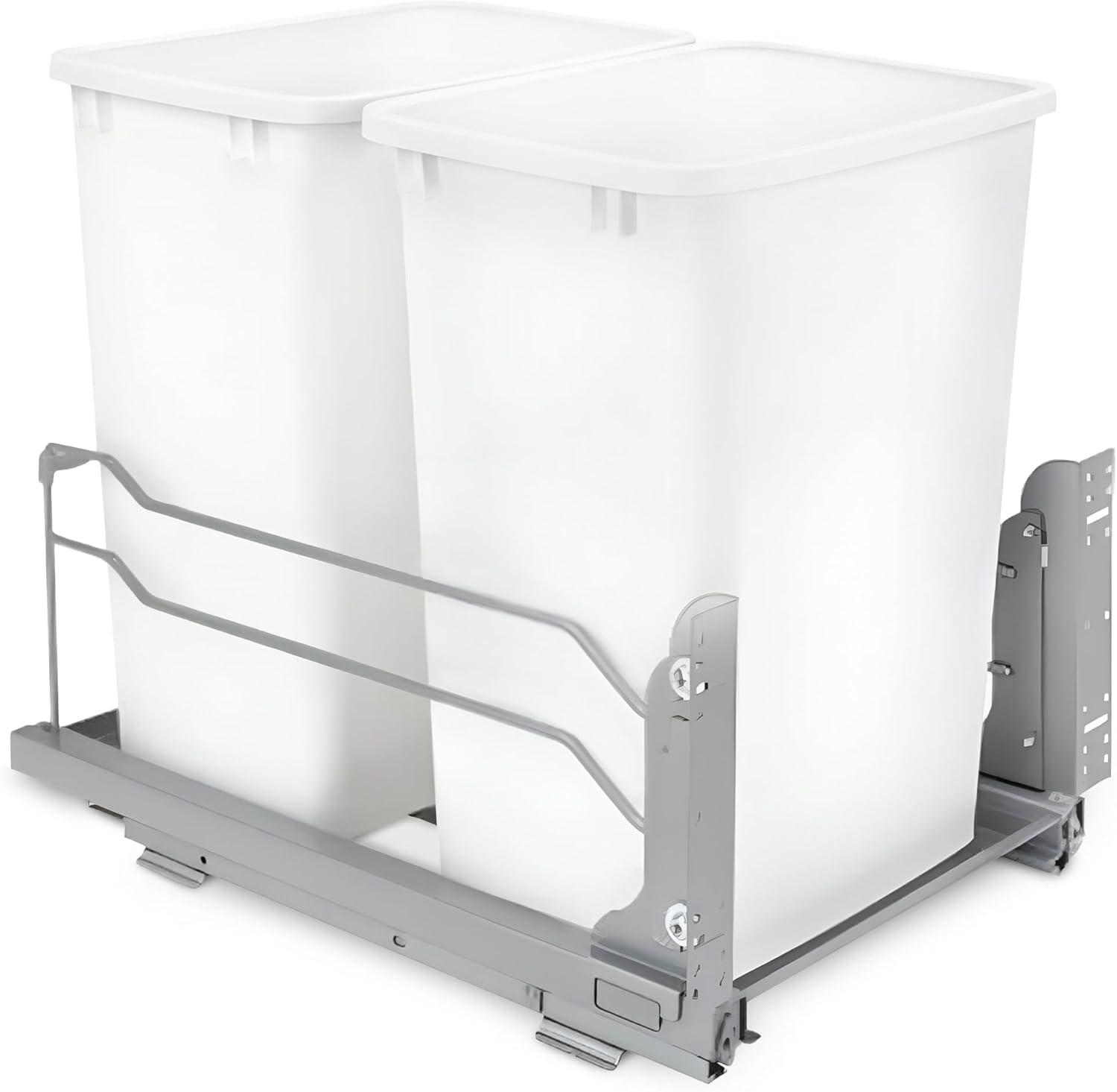 Rev-A-Shelf Double Pull Out Trash Can 35 Qt with Soft-Close