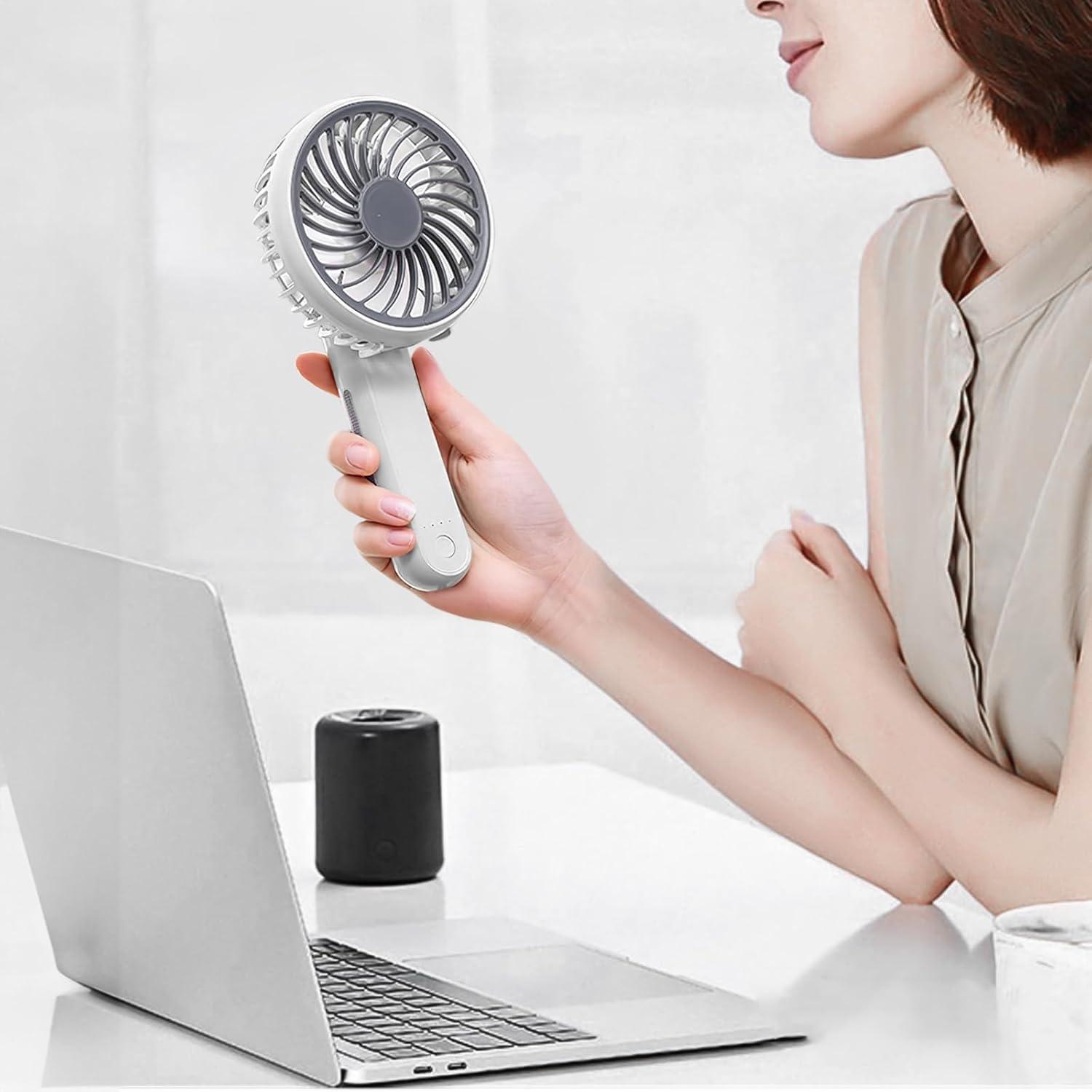 Magshion Foldable Handheld Mini Fan, Foldable USB Rechargeable Small Pocket Fan, Battery Operated Cooling Fan for Travel Indoor Outdoor, White