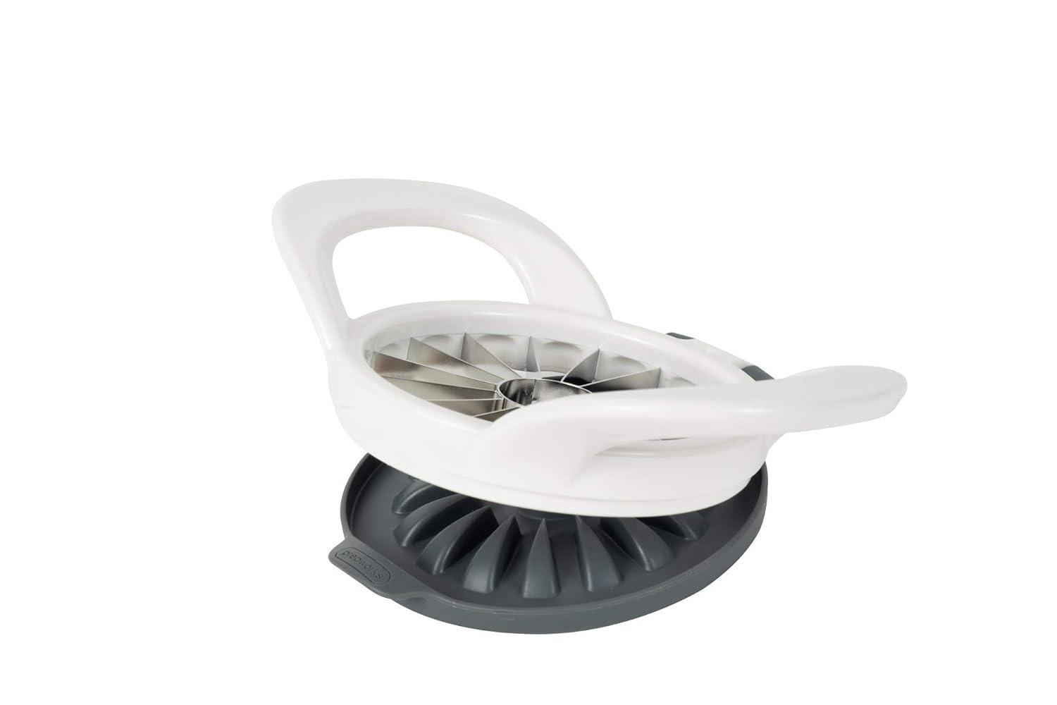 White and Gray 16-Slice Apple Slicer and Corer with Safety Cover