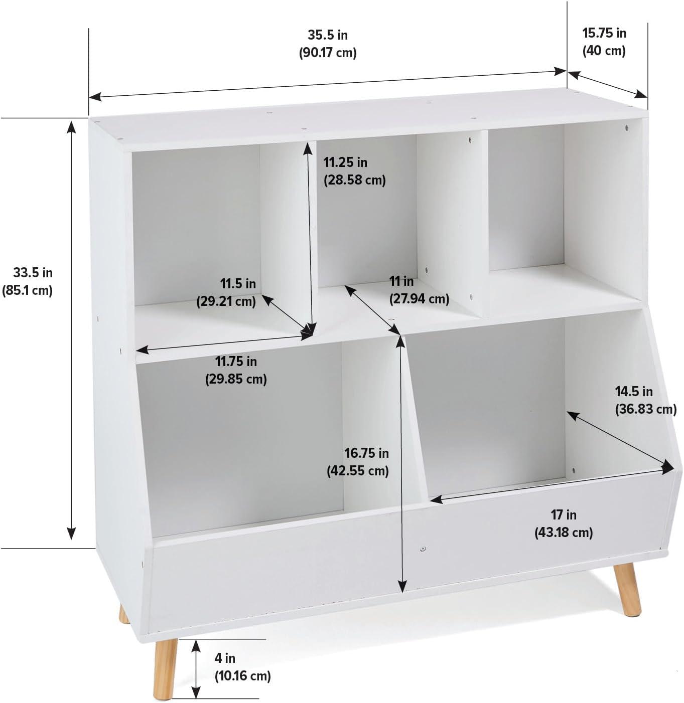 White Wooden Kids Toy Storage Cubby with Feet