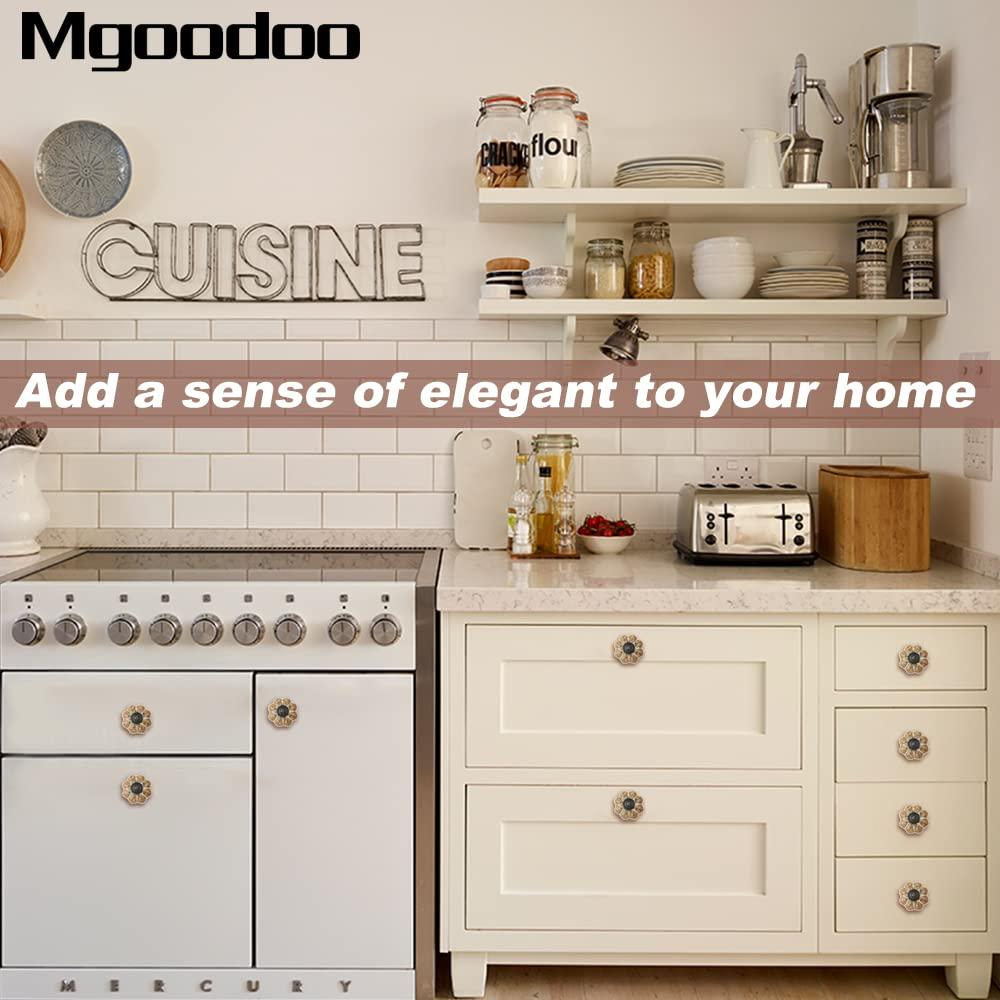 Mgoodoo 1.57" Ceramic Pumpkin Knobs, 20PCS Vintage Cabinet Drawer Pulls for Dresser Drawer Cupboard Closet Kitchen Hardware White