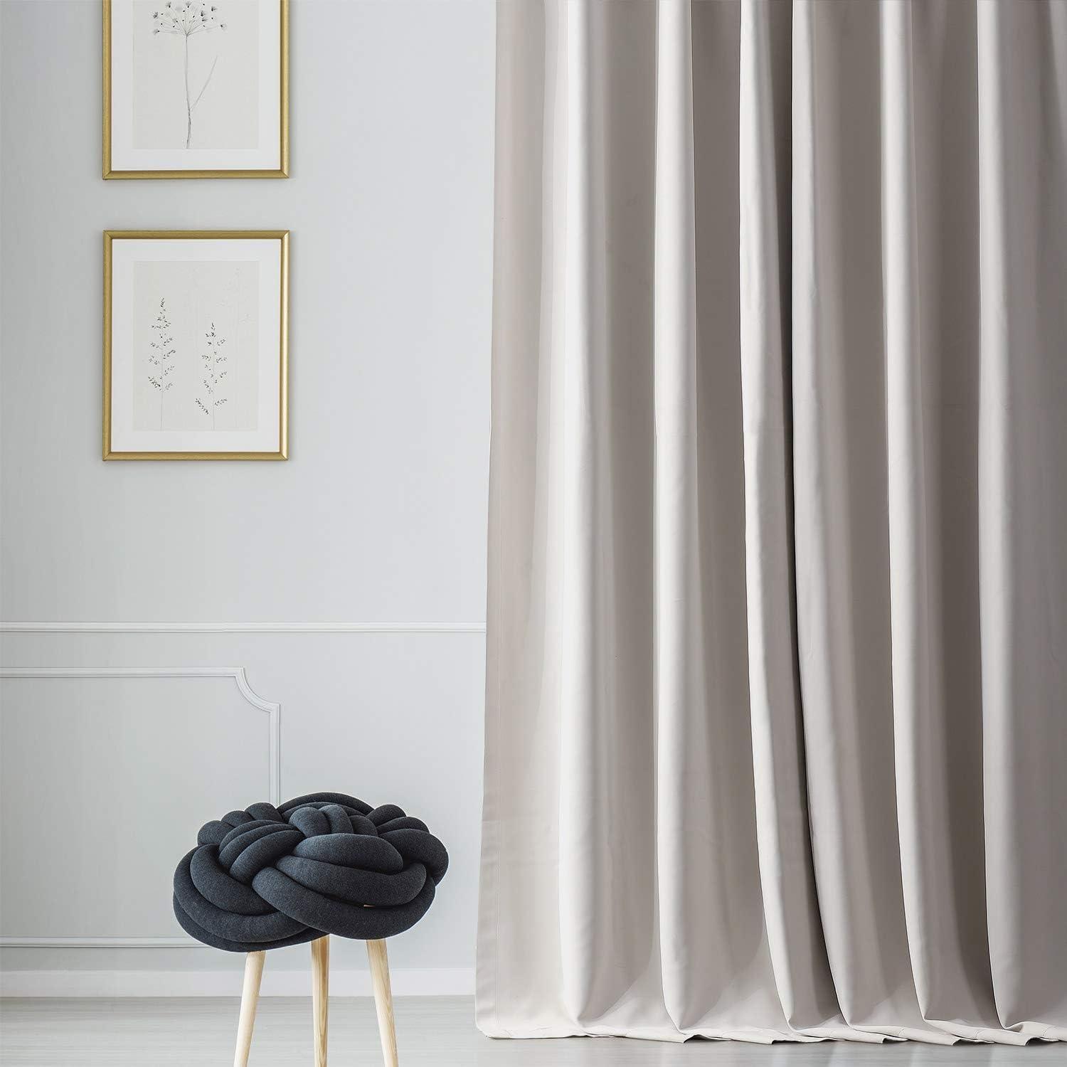 Alabaster Beige Blackout Polyester Curtain Panel, 50W x 96L