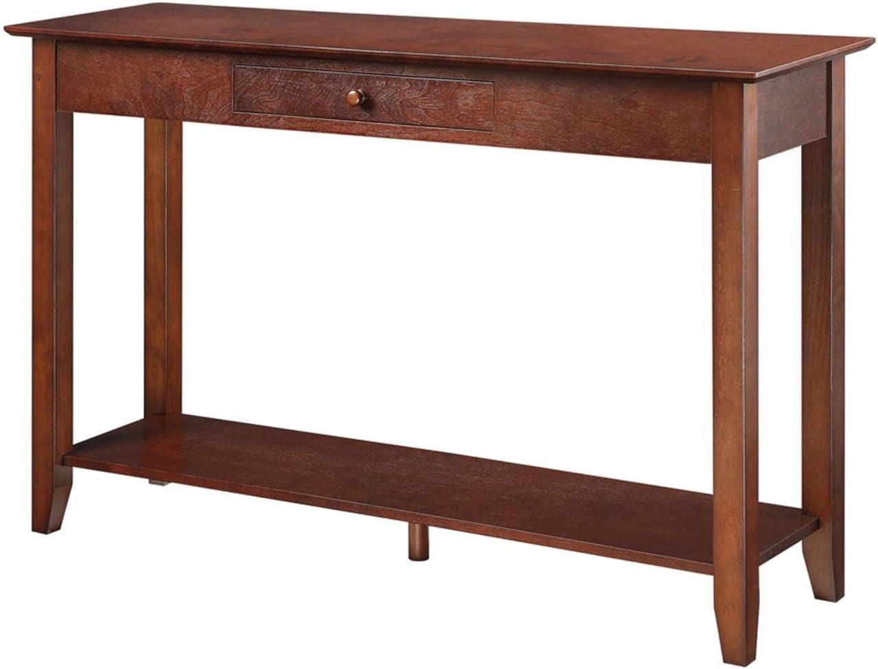 Espresso Ash Veneer 48" Console Table with Storage Shelf