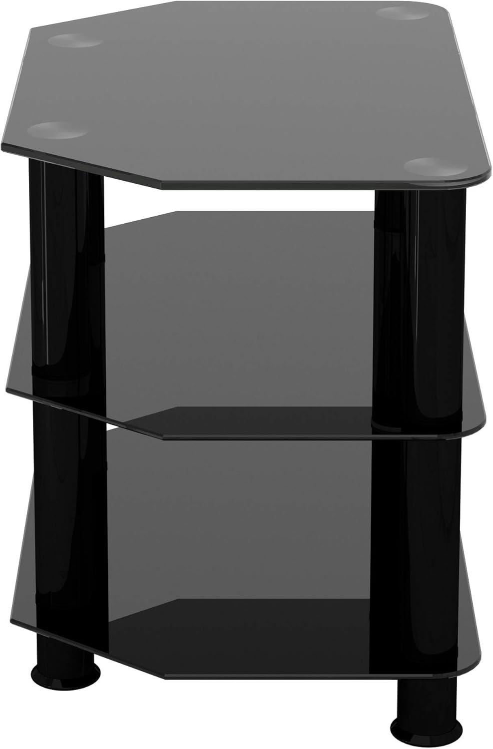 Modern Black Glass Corner TV Stand for up to 32-inch TVs