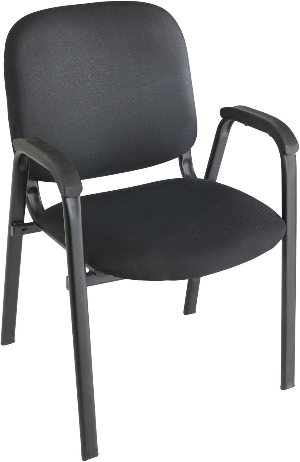 Romig Ace Vinyl Guest Stacking Chair with Arms- Black