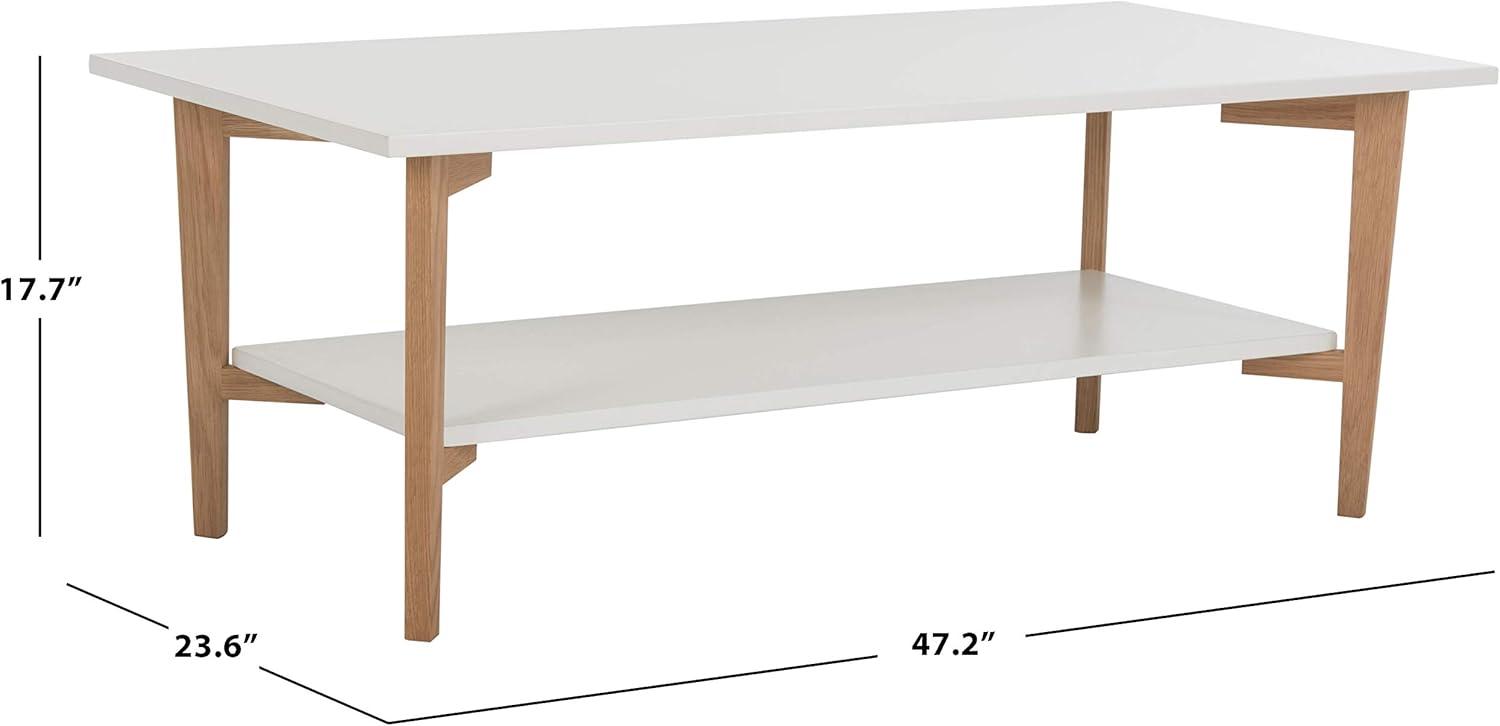 Caraway Rectangle Coffee Table - White/Oak - Safavieh