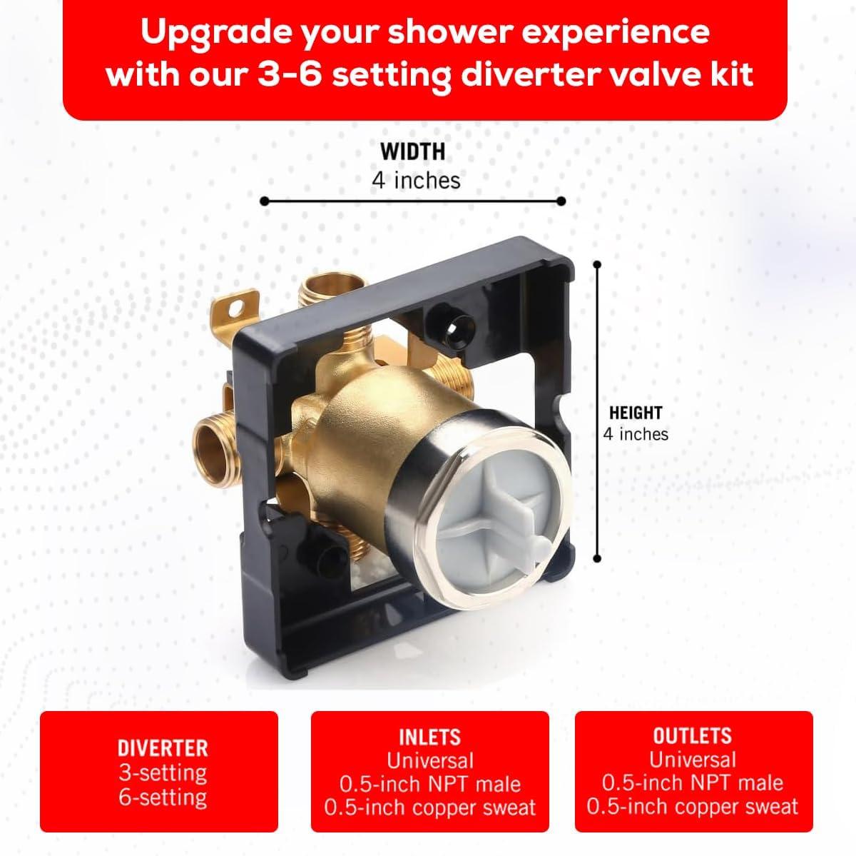 R10000 UNBXHF Shower Valve Body, for Shower Faucet Decoration Kit, Bathroom Concealed Valve Diverter