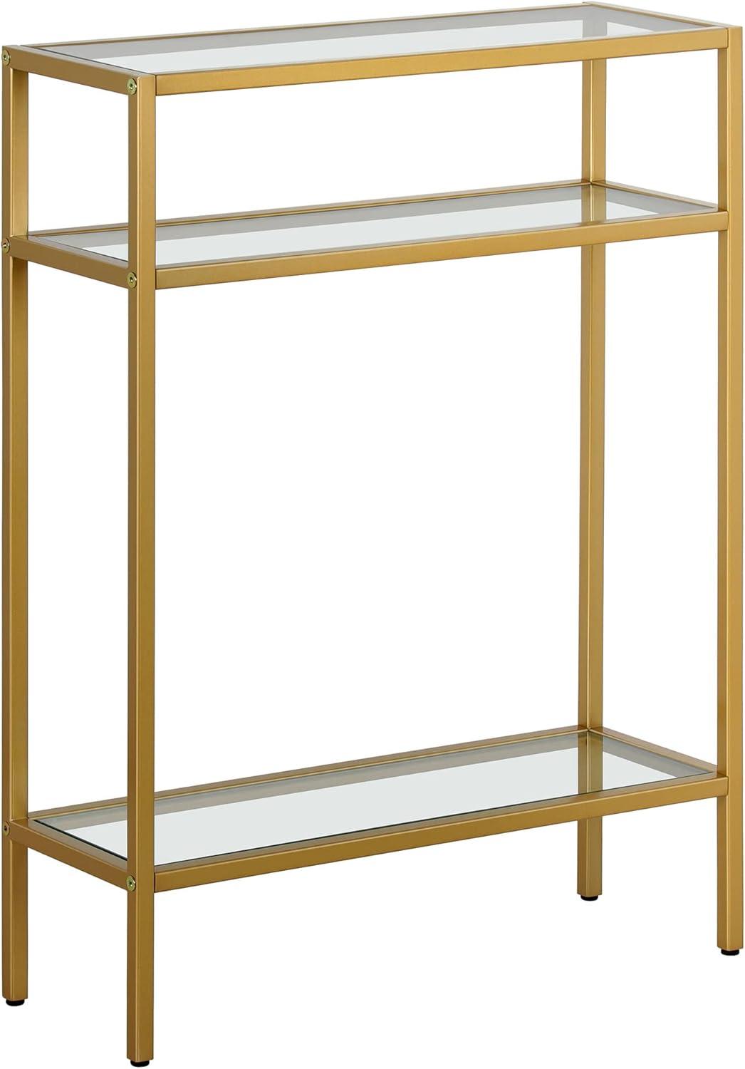 Evelyn&Zoe Siviline 22" Wide Rectangular Console Table, Brass