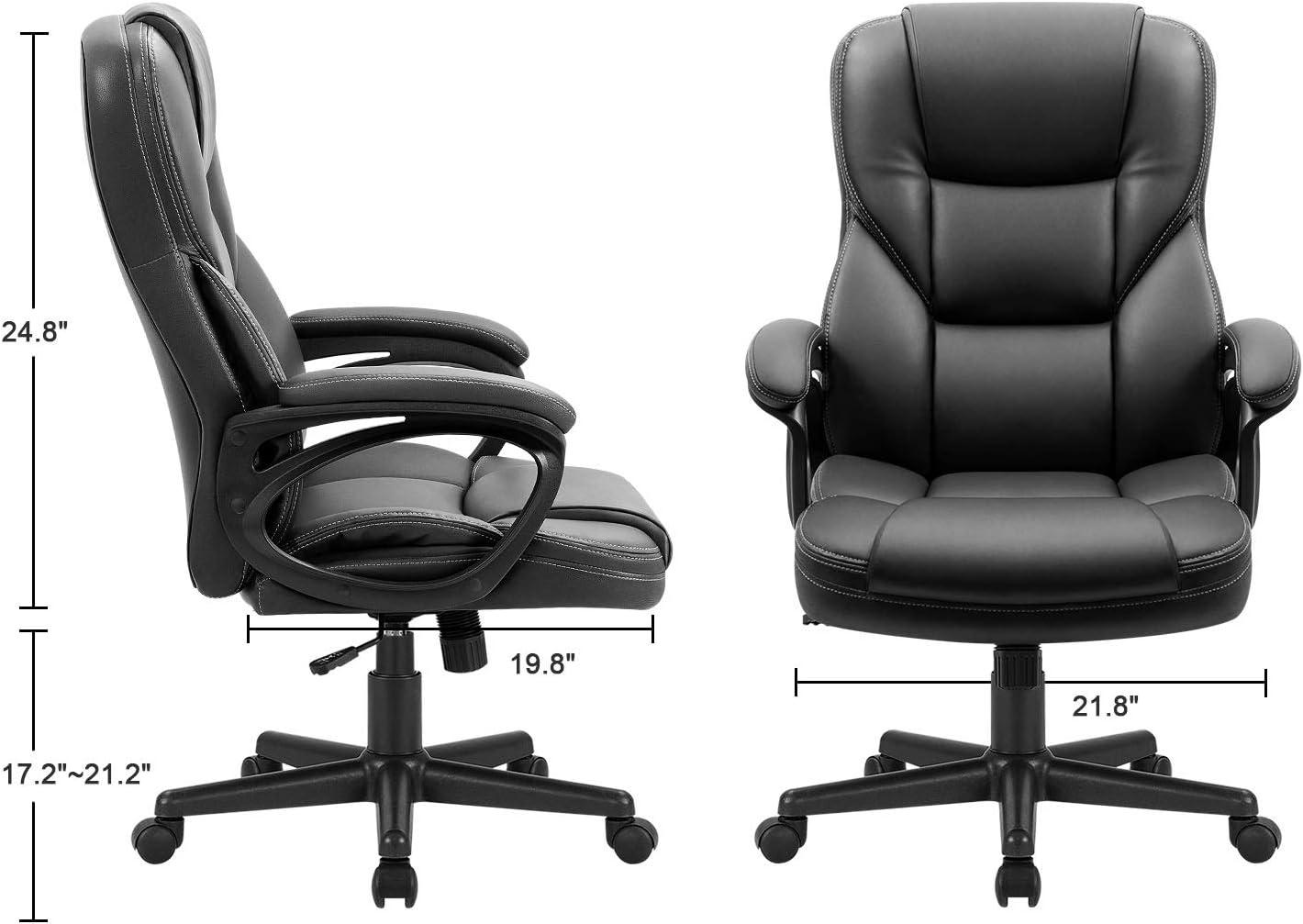 Office Executive Chair High Back Adjustable Managerial Home Desk Chair, Swivel Computer Leather Chair with Lumbar Support (Black)