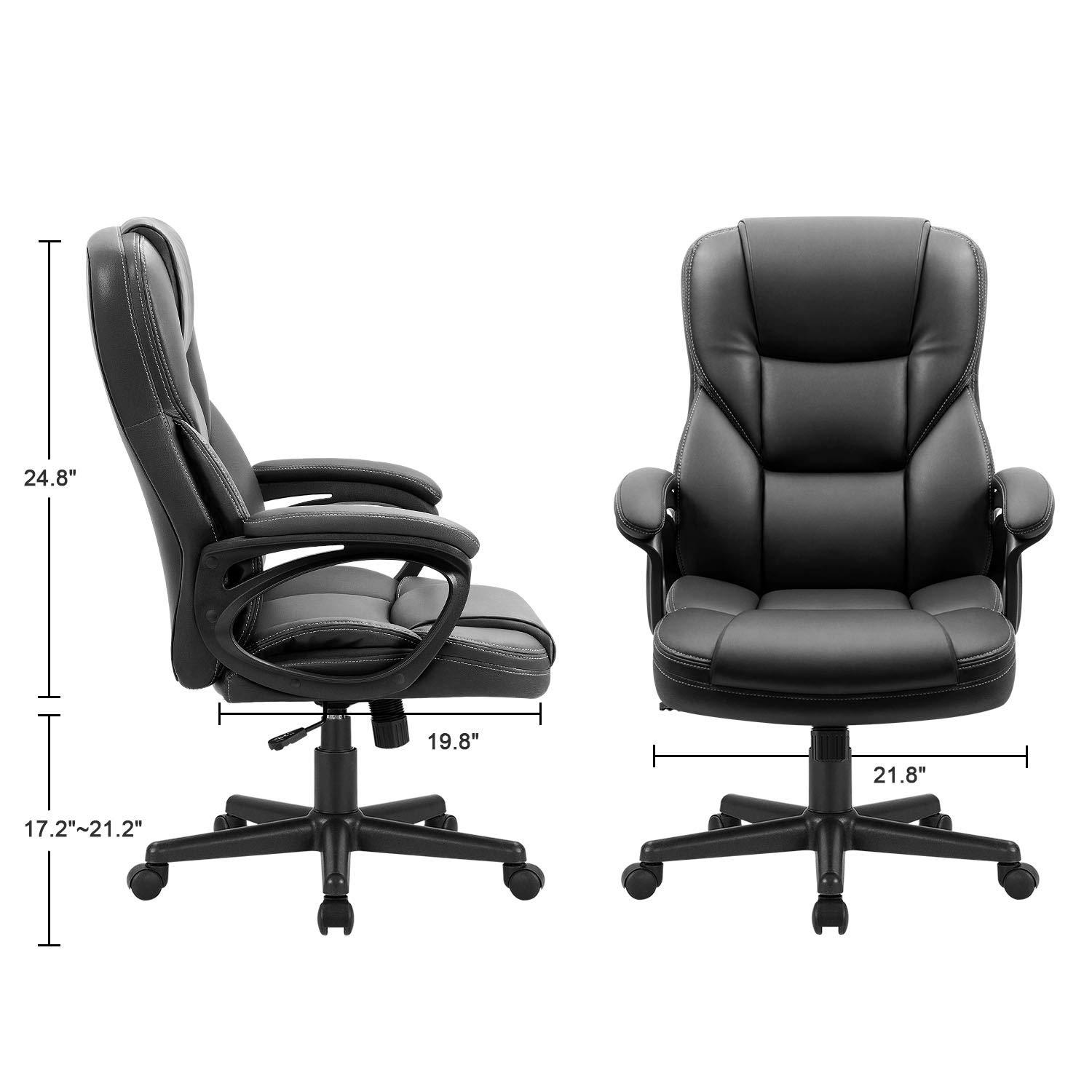 Office Executive Chair High Back Adjustable Managerial Home Desk Chair, Swivel Computer Leather Chair with Lumbar Support (Black)