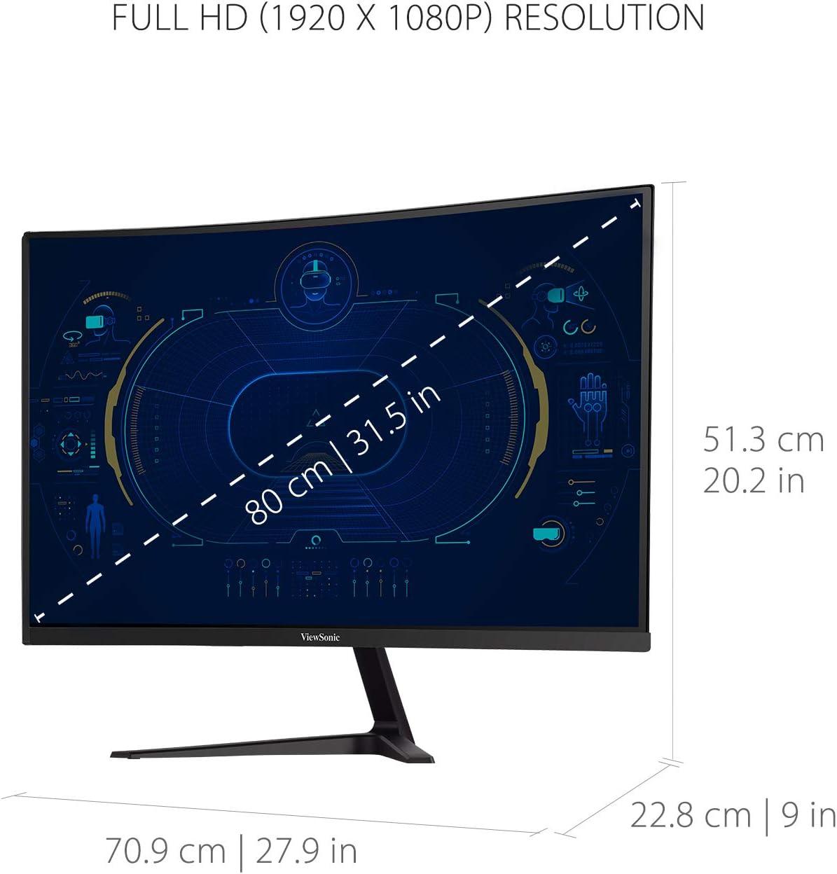 ViewSonic VX3218-PC-MHD 32 Inch Curved 1080p 1ms 180Hz Gaming Monitor with AMD FreeSync Premium, Eye Care, HDMI and Display Port