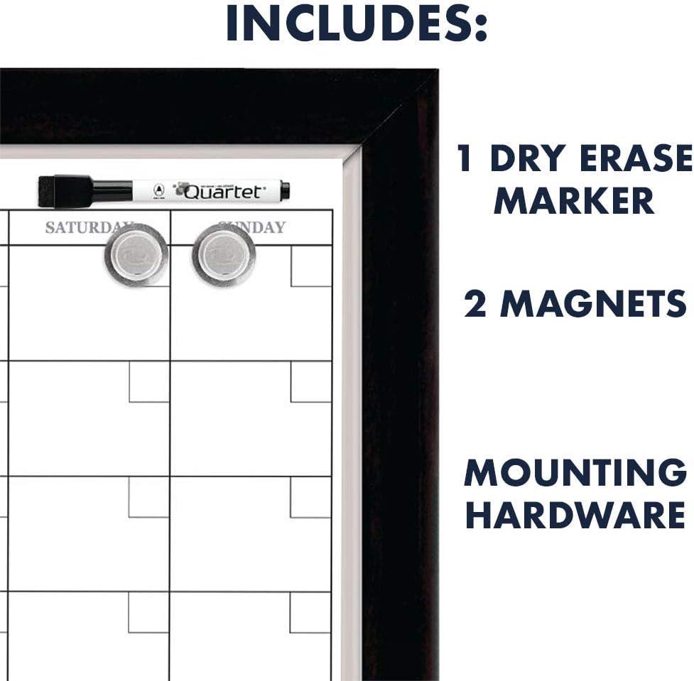 Quartet Home Décor Magnetic Combination Calendar Board, Dry-Erase and Cork, 17" x 23", Two-Tone Frame