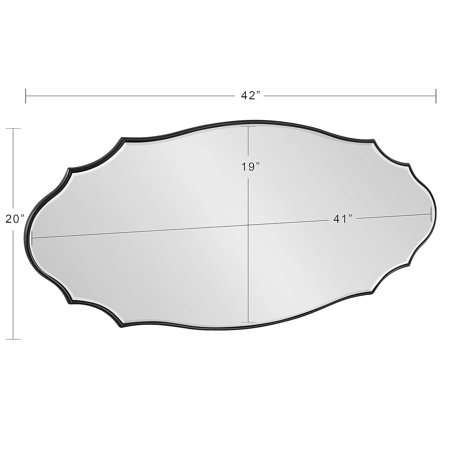 Kate and Laurel Leanna Modern Scalloped Wall Mirror, 20 x 42, Black, Glam Oval Mirror for Wall