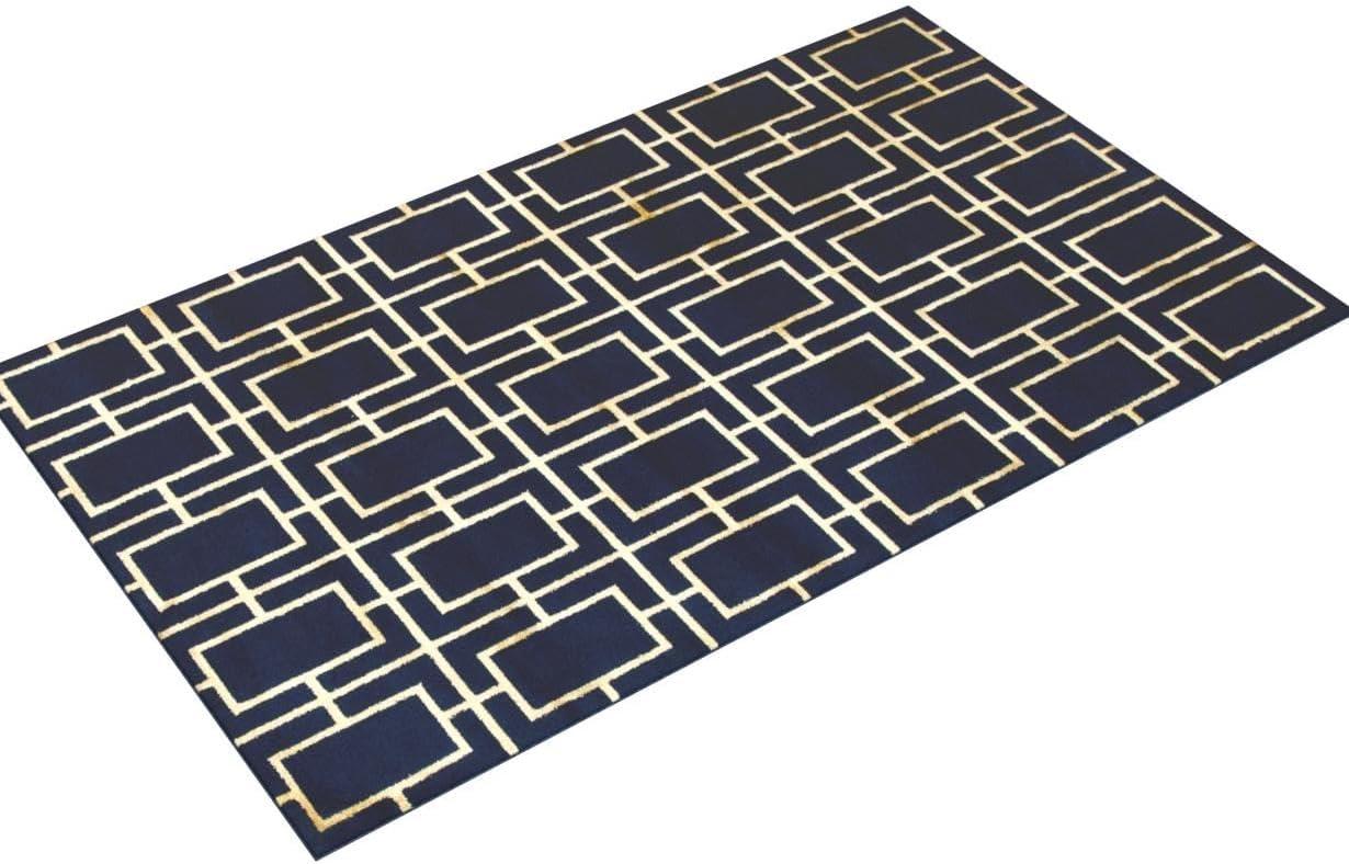 Rugs.com Marilyn Monroe™ Glam Trellis Collection Rug – 5' x 8' Navy Blue Gold Medium Rug Perfect For Bedrooms, Dining Rooms, Living Rooms