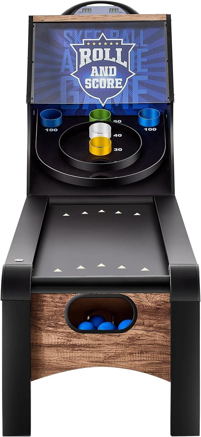 8 ft. Roll and Score Classic Arcade Game Table, Skee Ball Arcade Machine Indoor with Electronic Scorer, Sound, Automatic