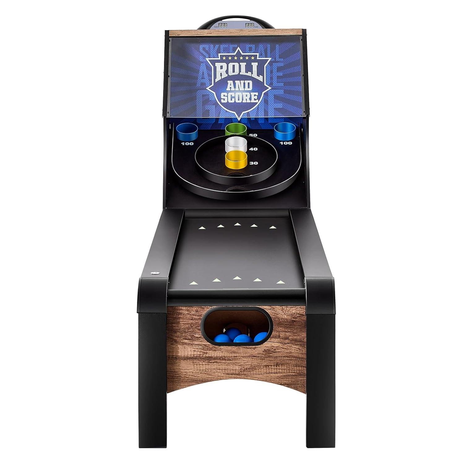 8 ft. Roll and Score Classic Arcade Game Table, Skee Ball Arcade Machine Indoor with Electronic Scorer, Sound, Automatic