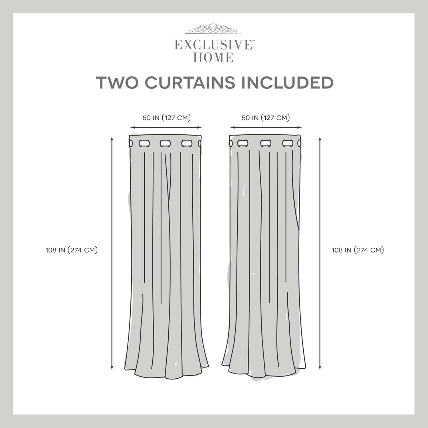 Set of 2 (108"x52") Forest Hill Woven Blackout Grommet Top Window Curtain Panel White - Exclusive Home: Thermal, Room Darkening