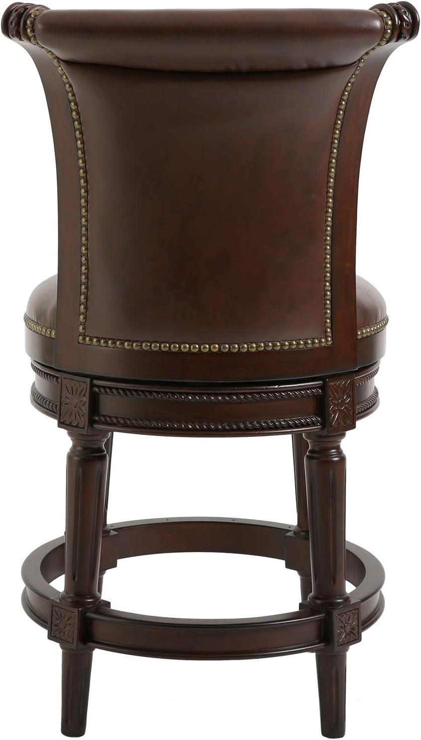 New Ridge Home Goods Chapman 26in. Wood Counter-Height Swivel Barstool with High-Back