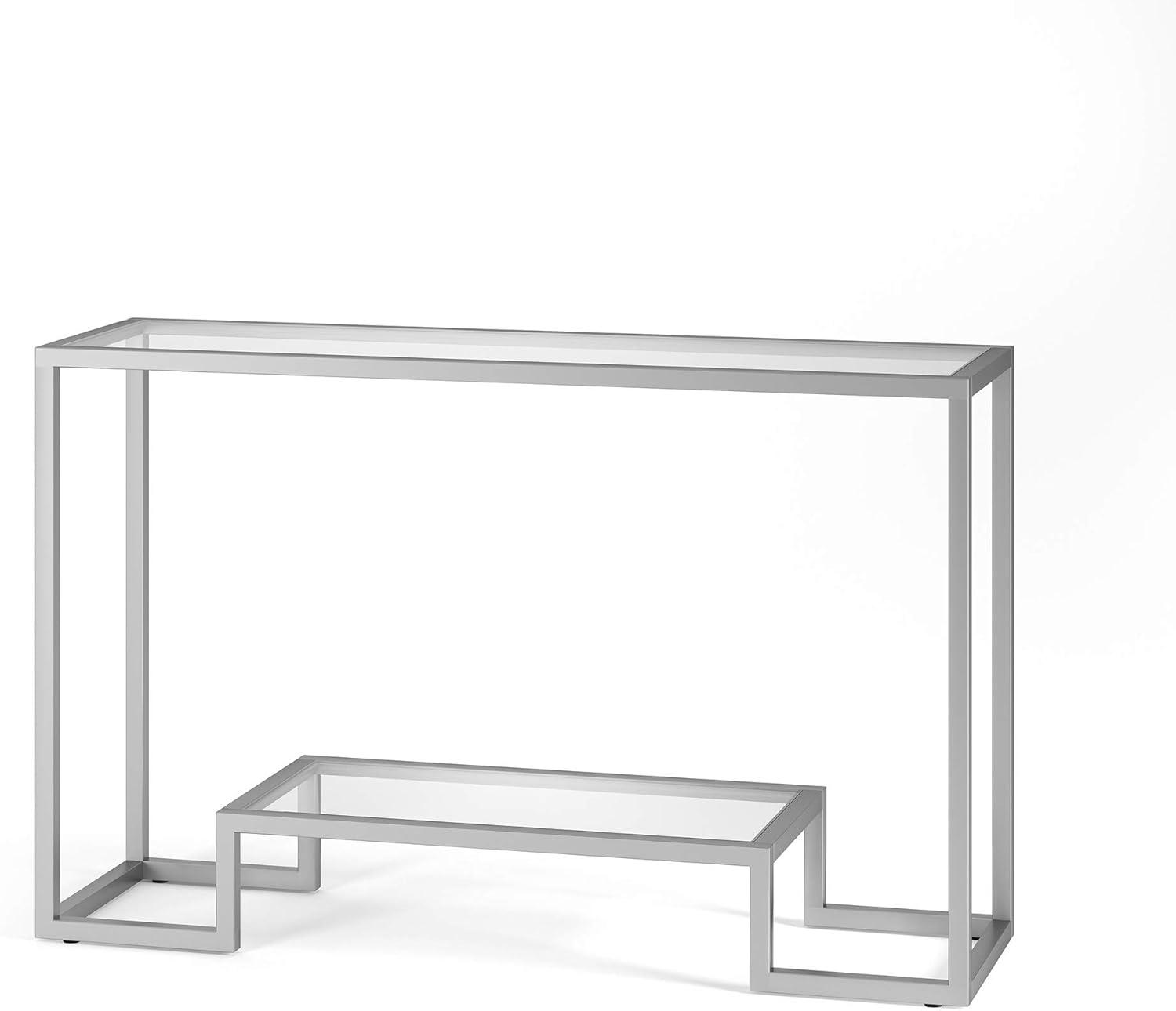 Henn&Hart 47" Satin Nickel Metal/Glass Console Table