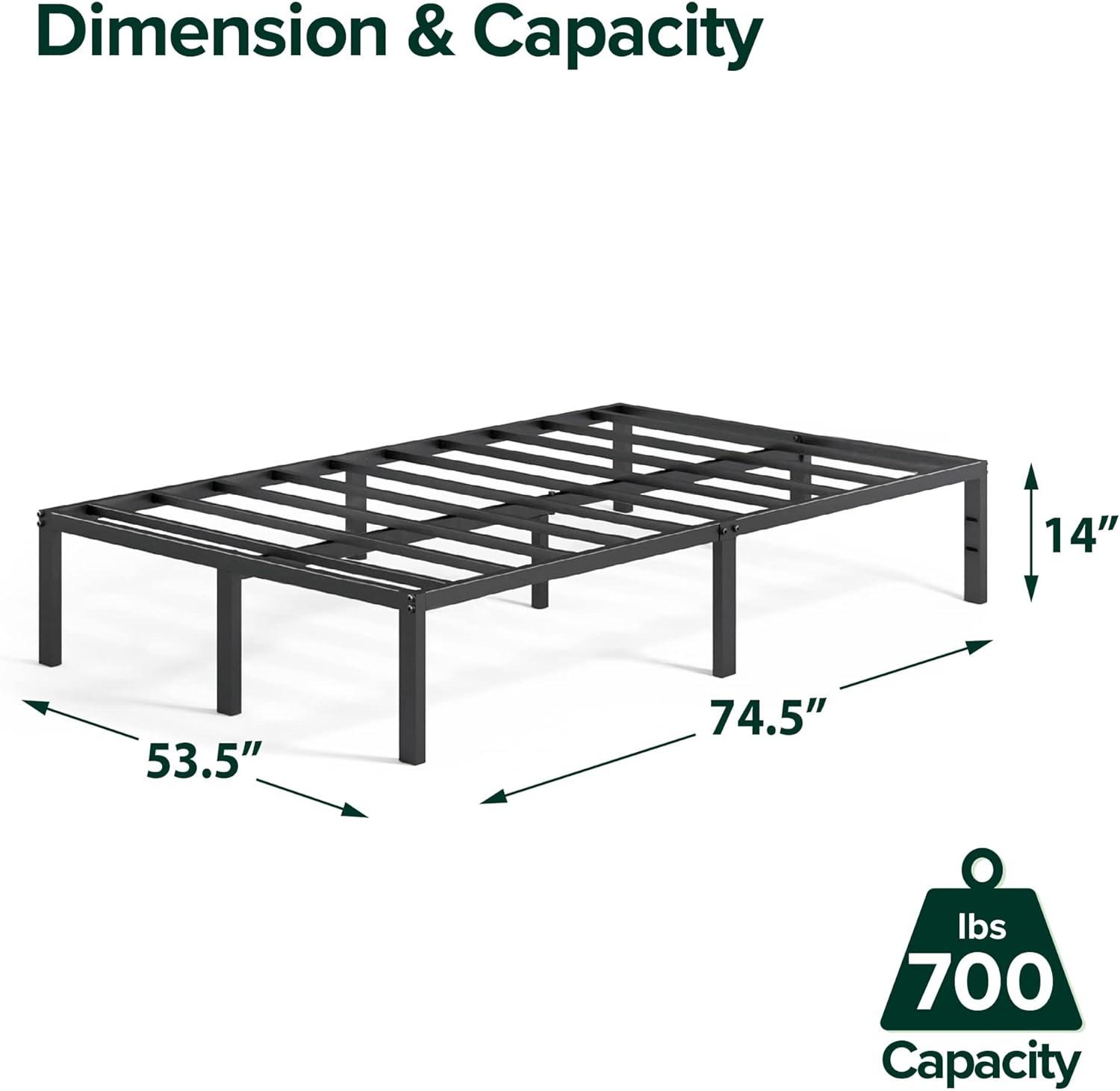 Zinus Yelena Metal Platform Bed Frame / Steel Slat Support / No Box Spring Needed / Easy Assembly, Full Square