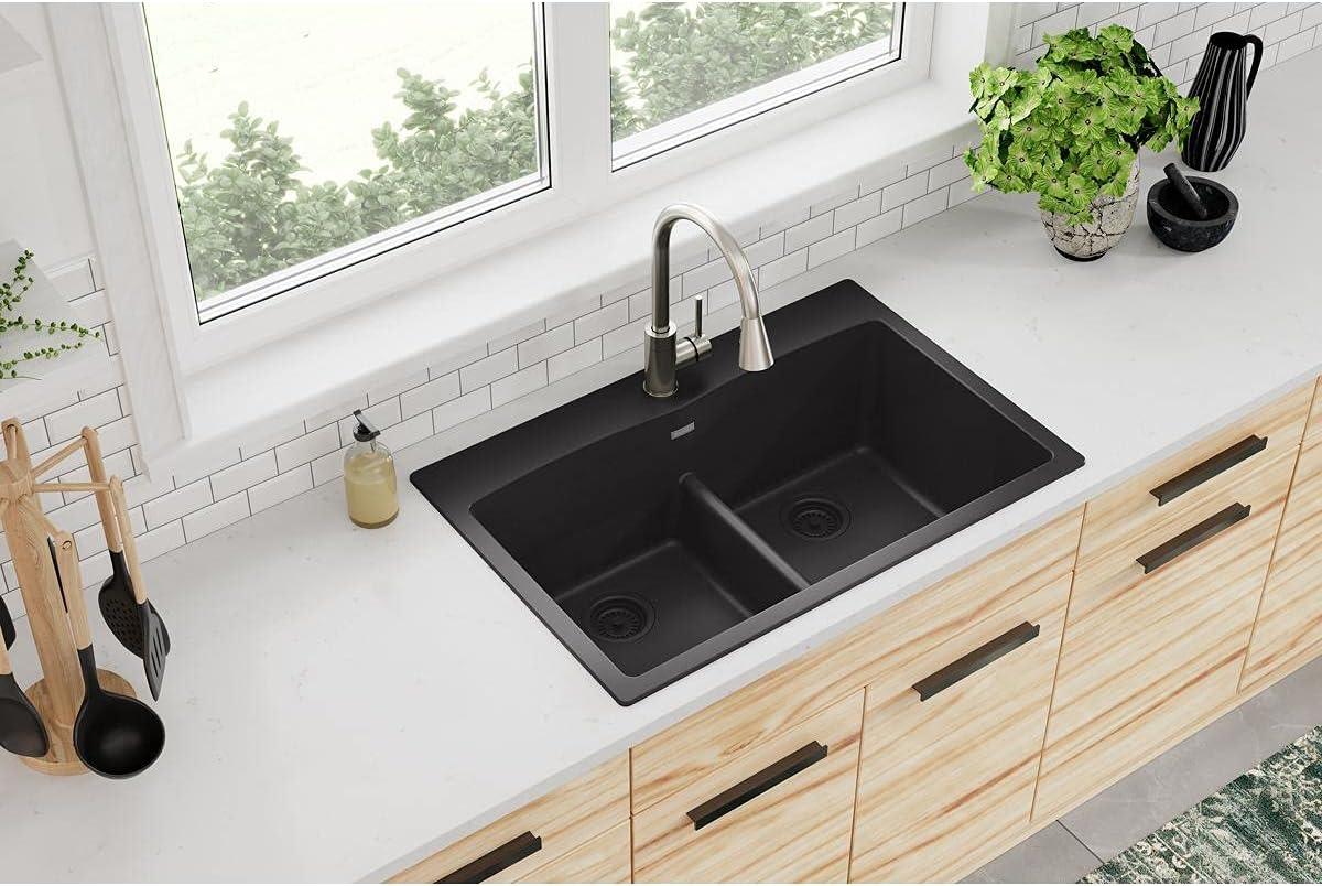 Quartz Classic 33" x 22" x 10" Double Basin Drop-In Kitchen Sink