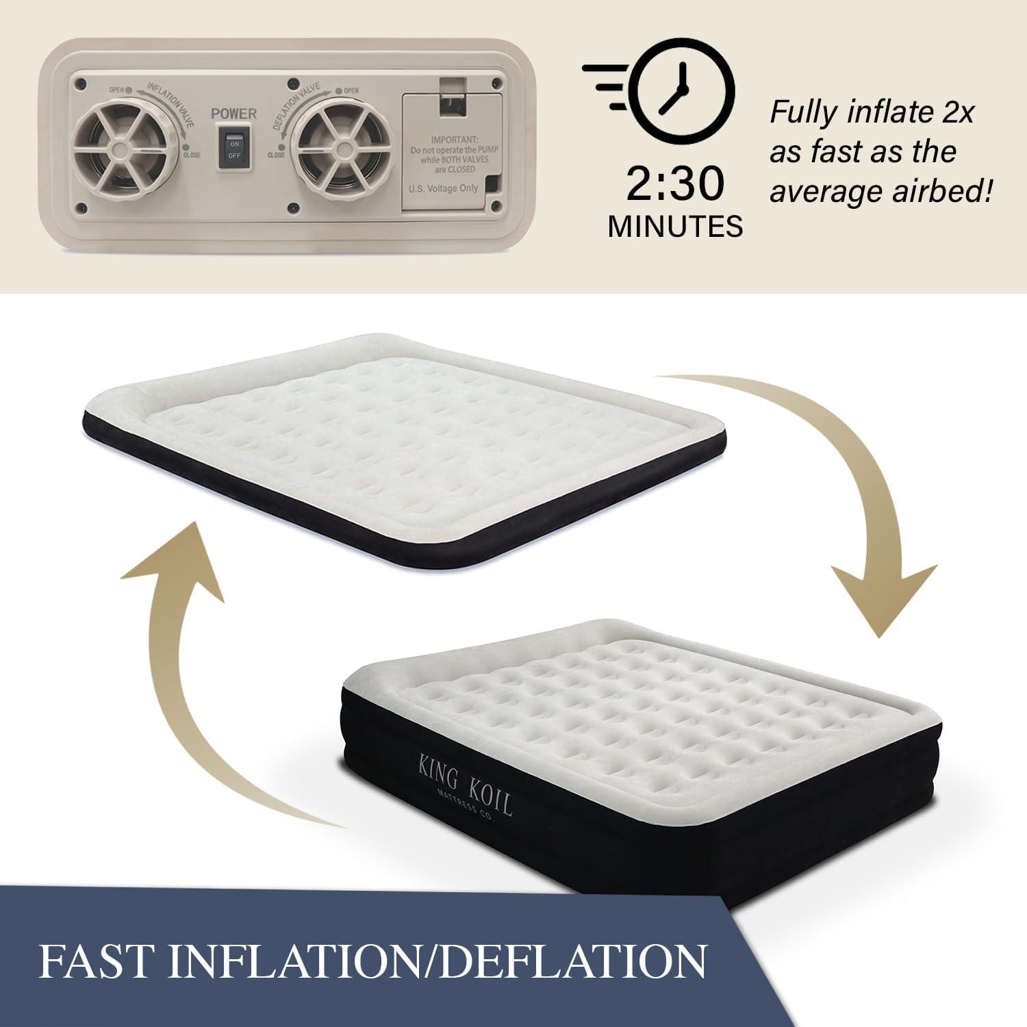 California King Black Raised Air Mattress with Built-in Pump