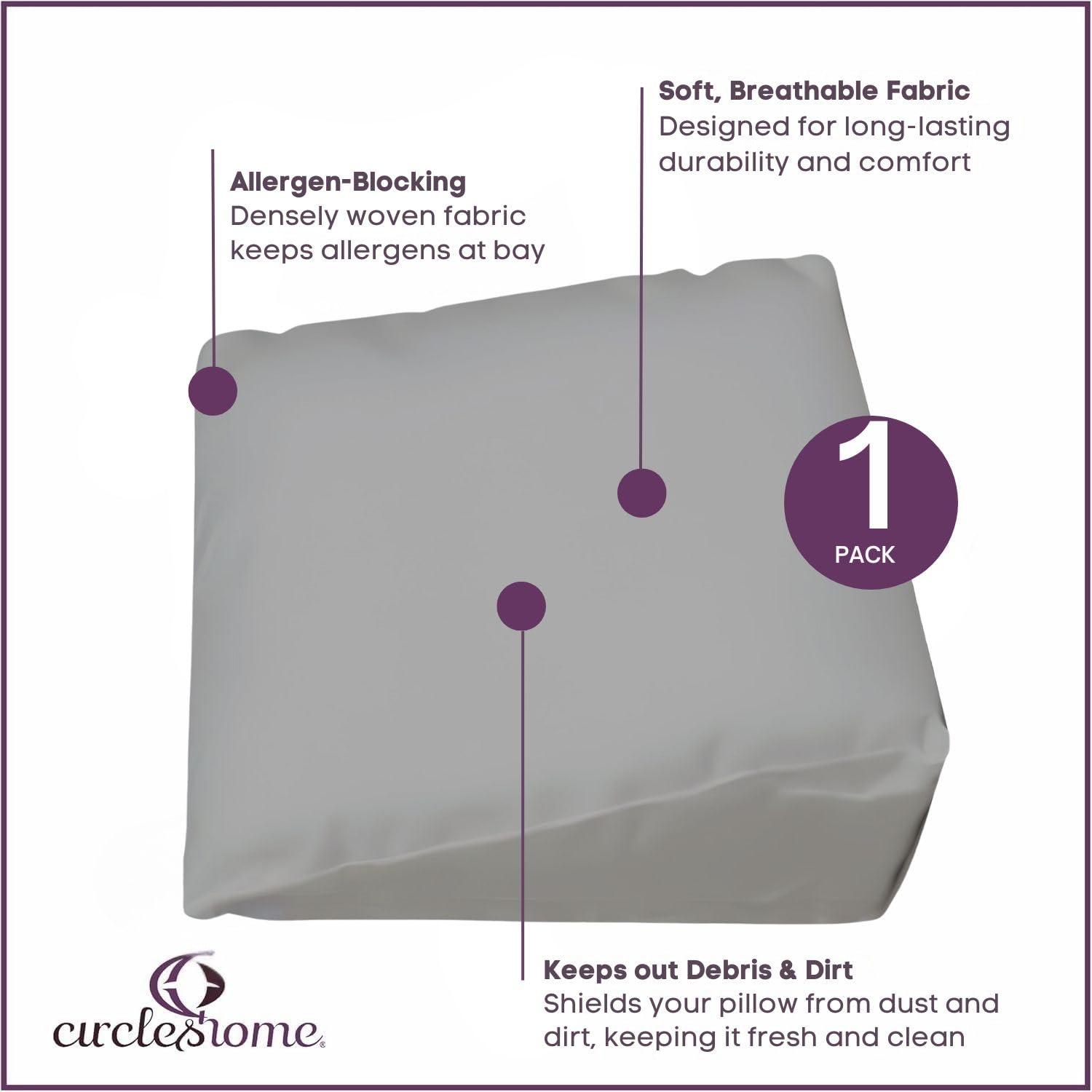Circles Home 100% Cotton Wedge Pillow Protector with Zipper – (25x25x10x2)