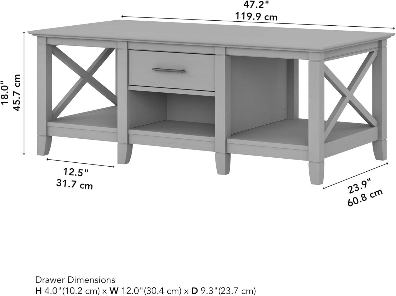 Bush Furniture Key West Coffee Table with Storage, Cape Cod Gray