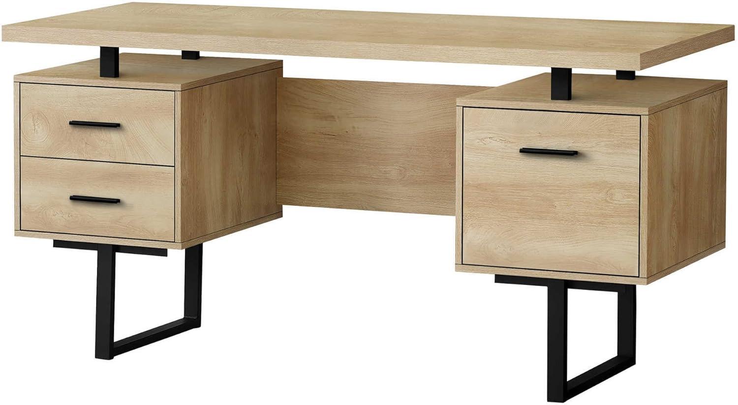 Monarch Specialties Computer Desk, Home Office, Laptop, 60"L, Work, Natural Laminate