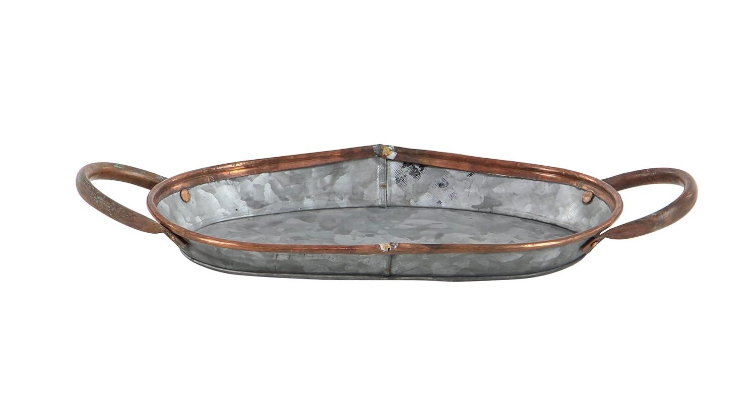 DecMode 14", 22", 28"W Gray Metal Galvanized Tray, 3-Pieces