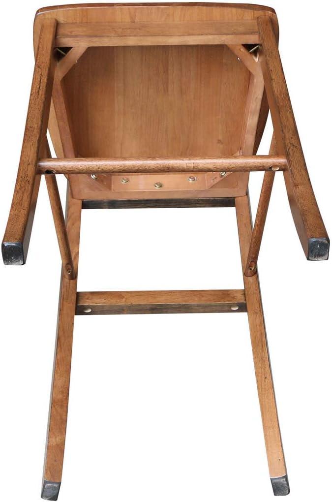 30" X Back Barstool Distressed Oak - International Concepts: Solid Wood, Square Seat, Armless