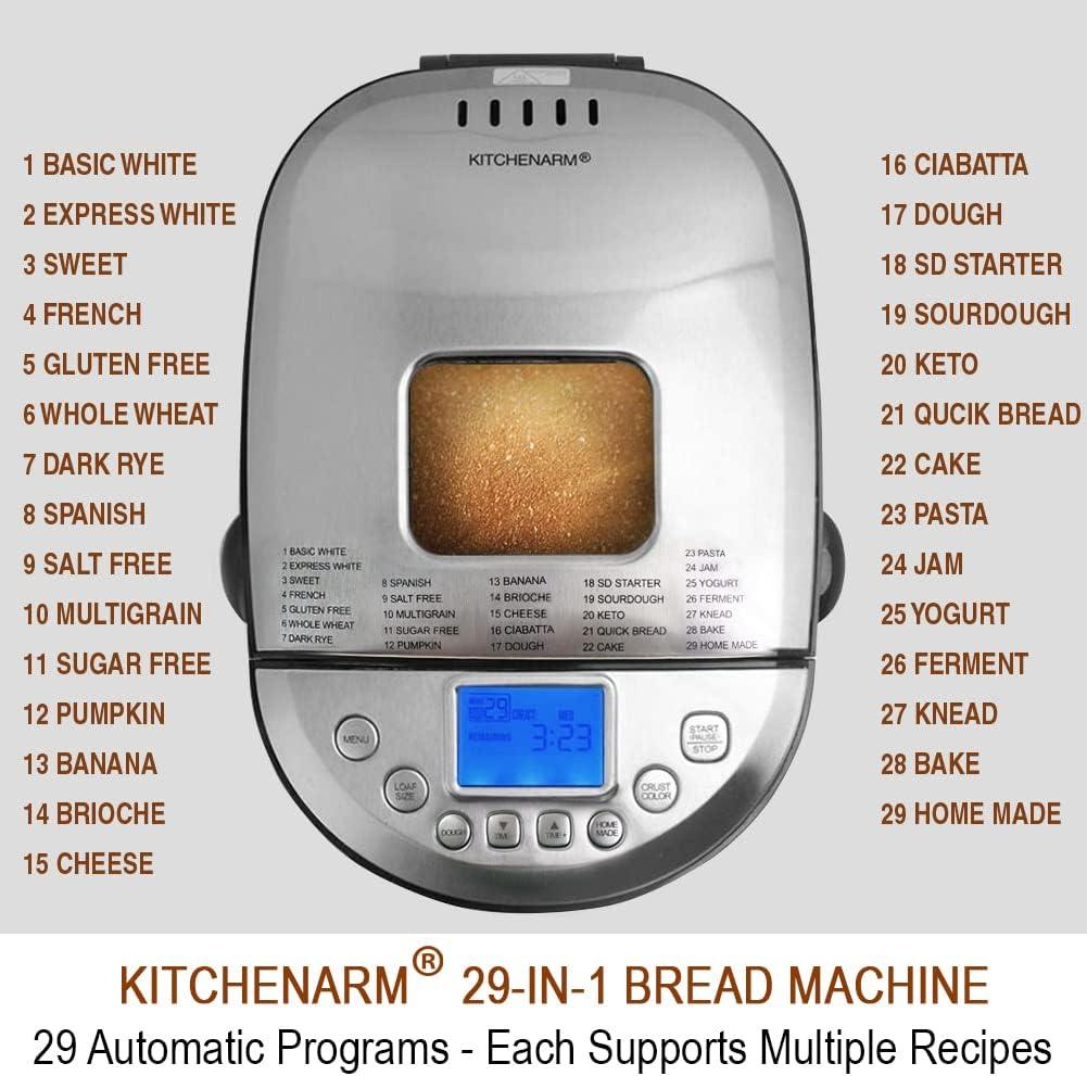 Stainless Steel 29-in-1 Smart Bread Machine with Delayed Start