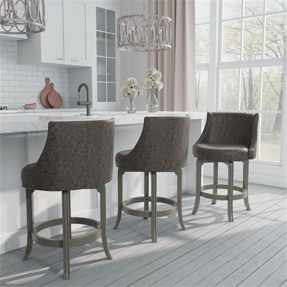 Napa Valley Wood Swivel Counter Height Barstool Aged Gray/Charcoal - Hillsdale Furniture