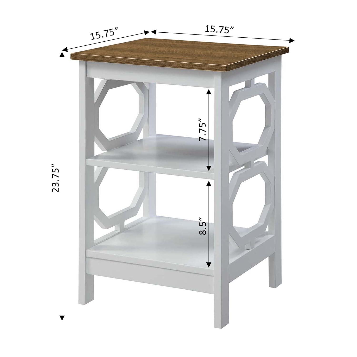 Convenience Concepts Omega End Table with Shelf, Driftwood/White