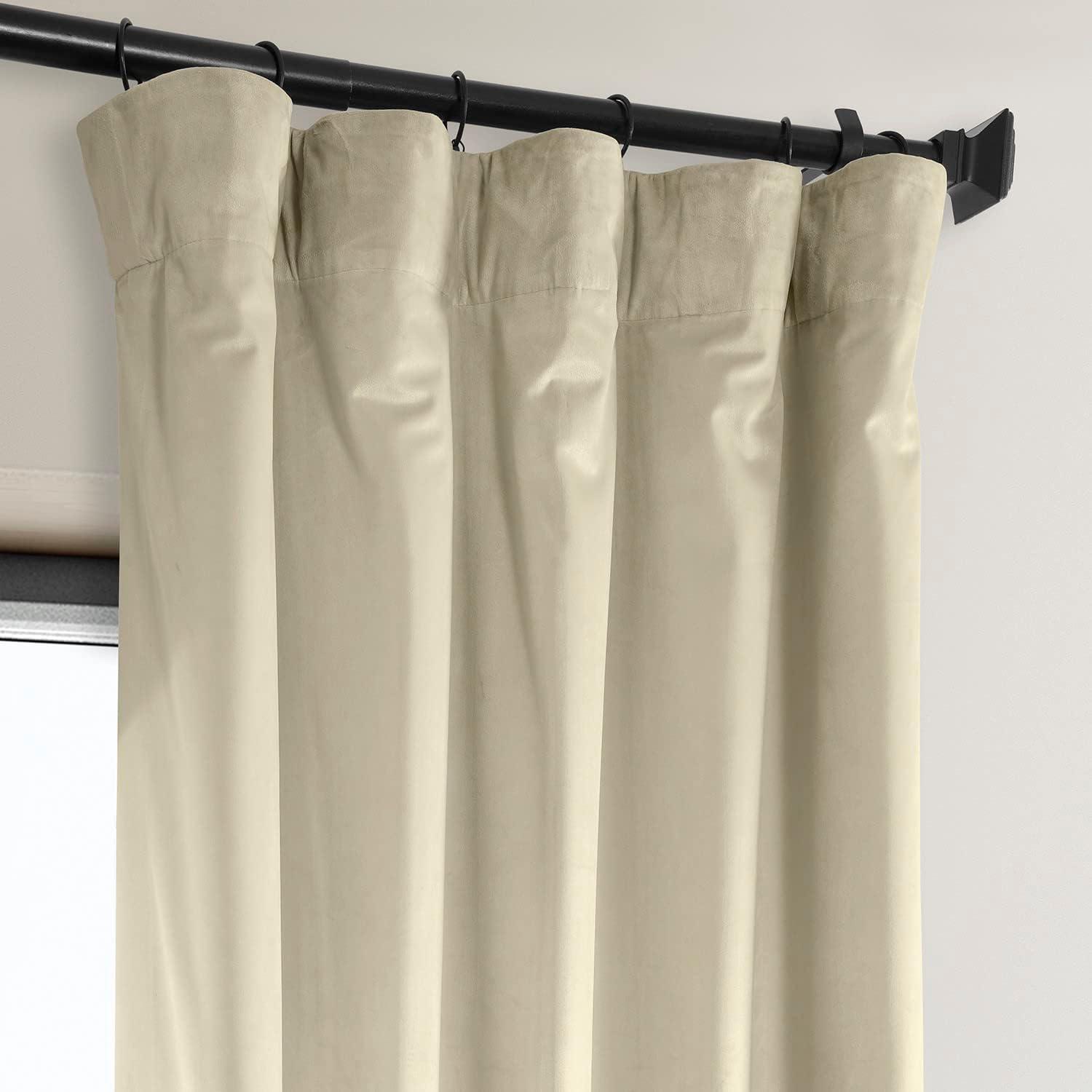 Half Price Drapes Signature Angora Beige Plush Velvet Hotel Blackout Curtains(1 Panel), 50W X 96L