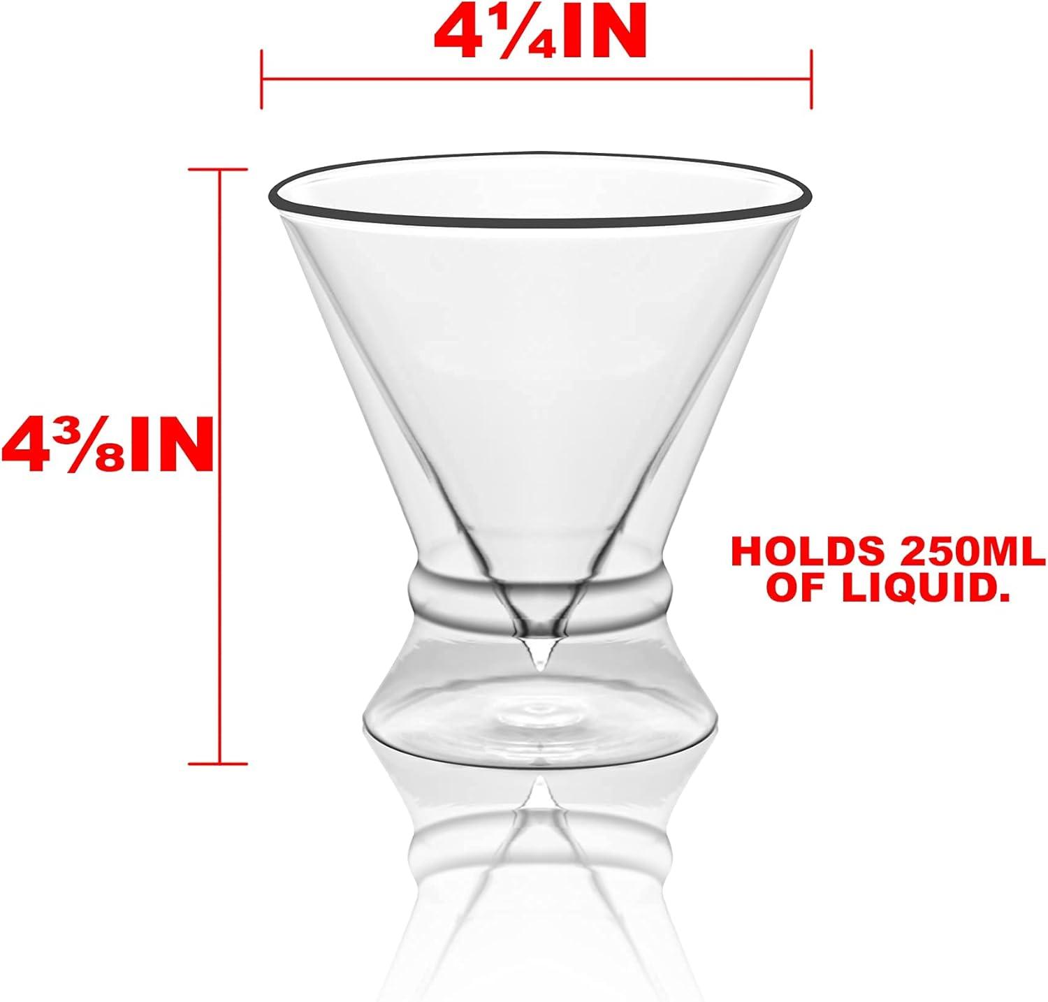 Double-Walled Stemless Martini Glasses with Ring Base - Set of 4