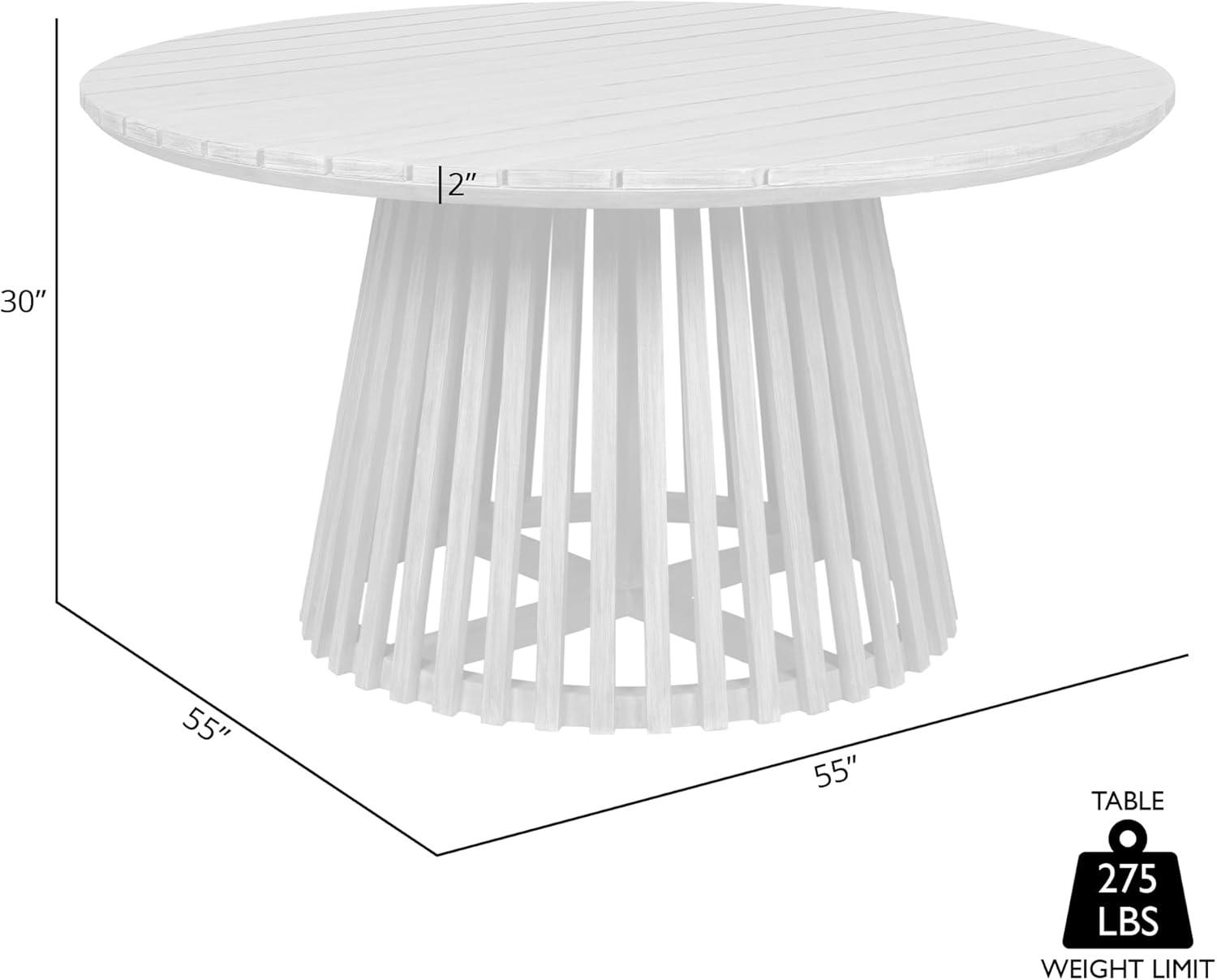 Escondido Outdoor Patio Round Dining Table in Light Eucalyptus Wood