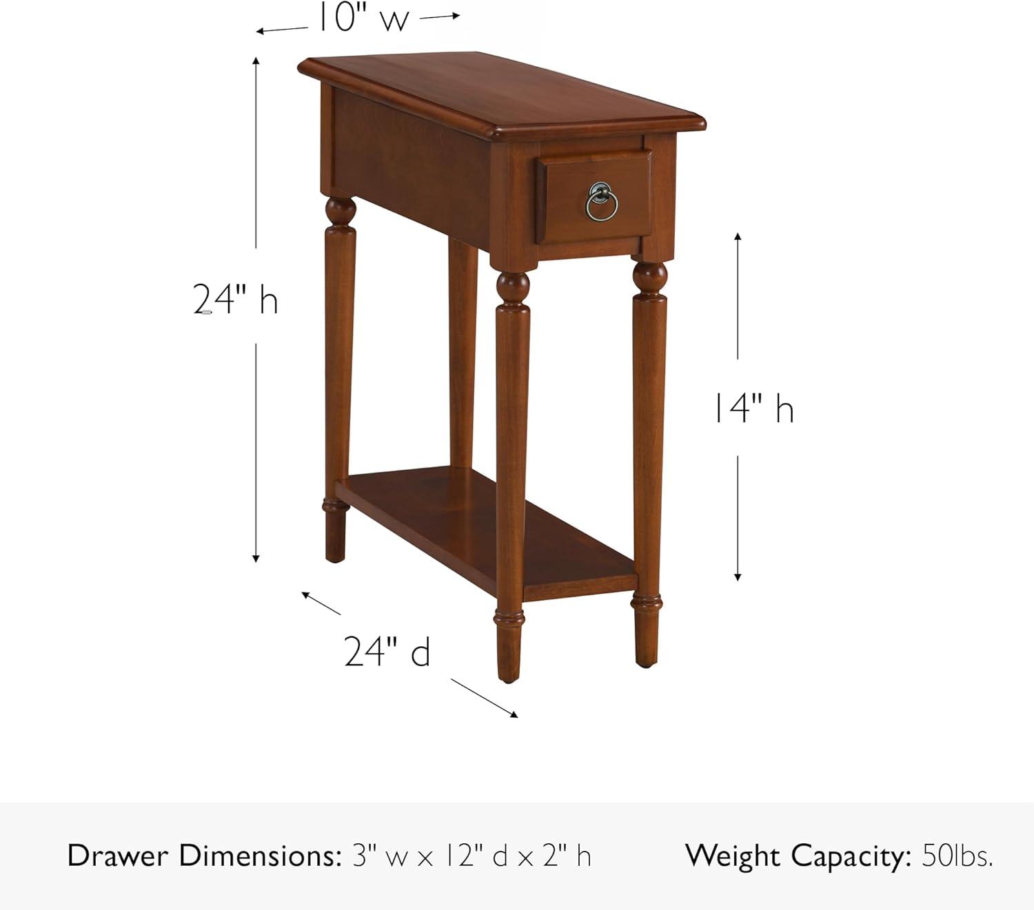 Coastal Pecan Silky Finish Narrow Chairside Table with Storage