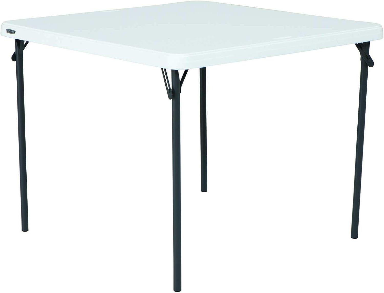 Lifetime 37 inch Square Folding Table, Indoor/Outdoor Commercial Grade, White Granite (80783)